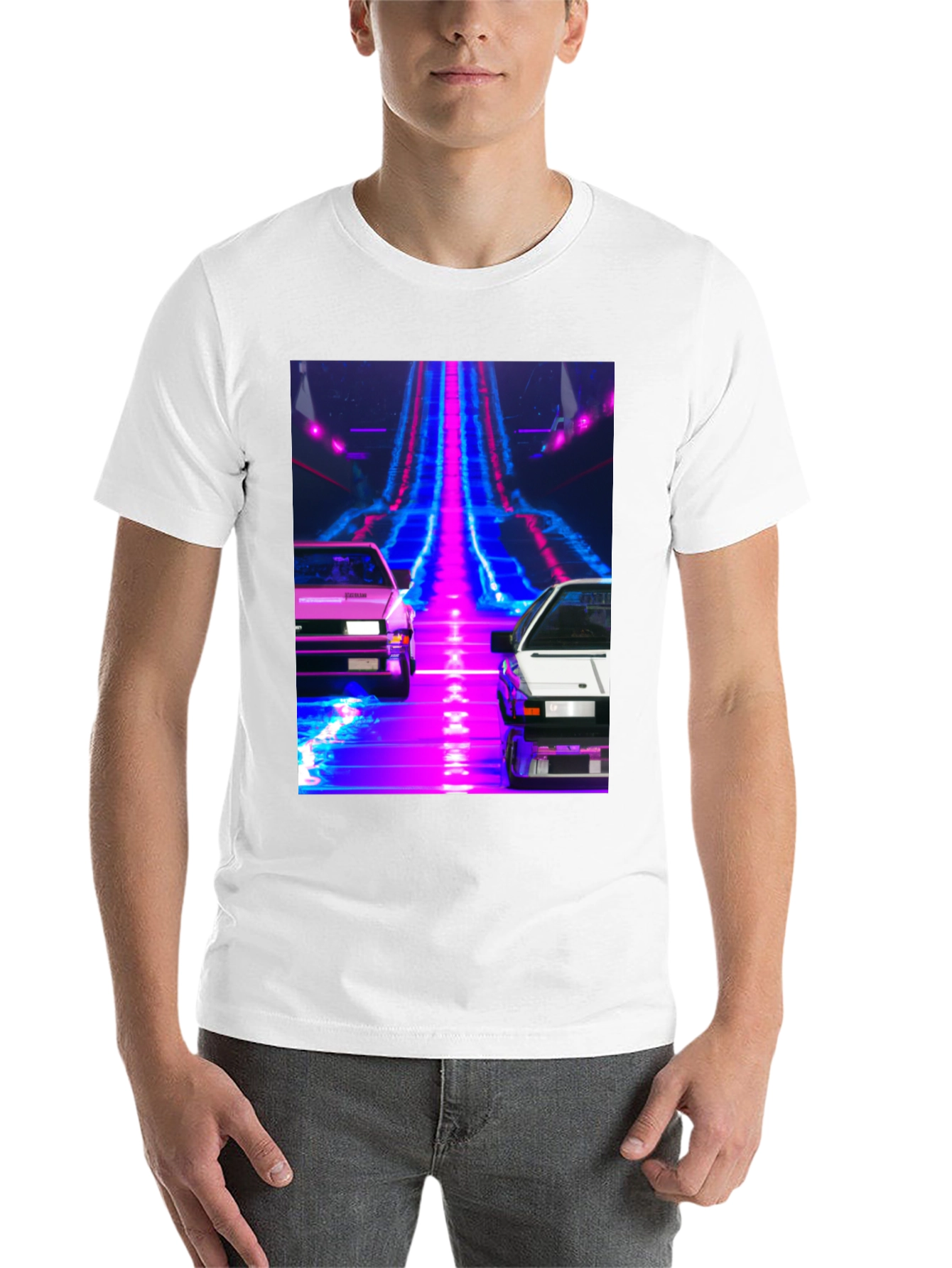 Black Retro Wave Car T-Shirt view 14
