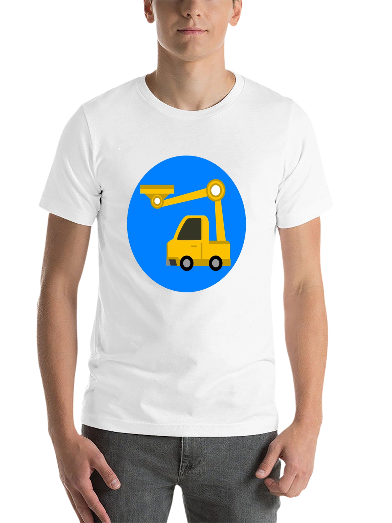 Black Cartoon Crane Truck T-Shirt - Black view 14