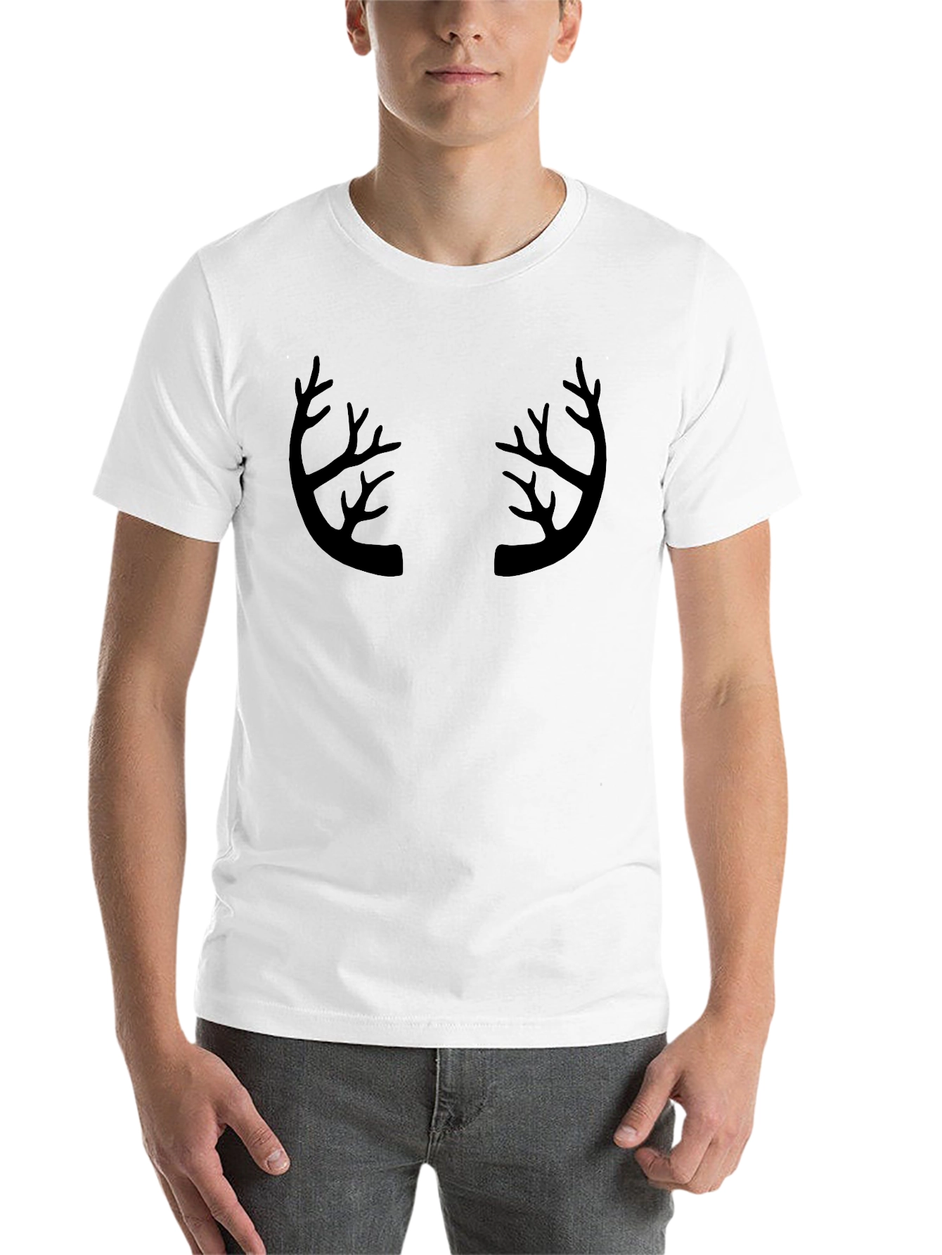 Black Antler Graphic Print Crew Neck T-Shirt view 14
