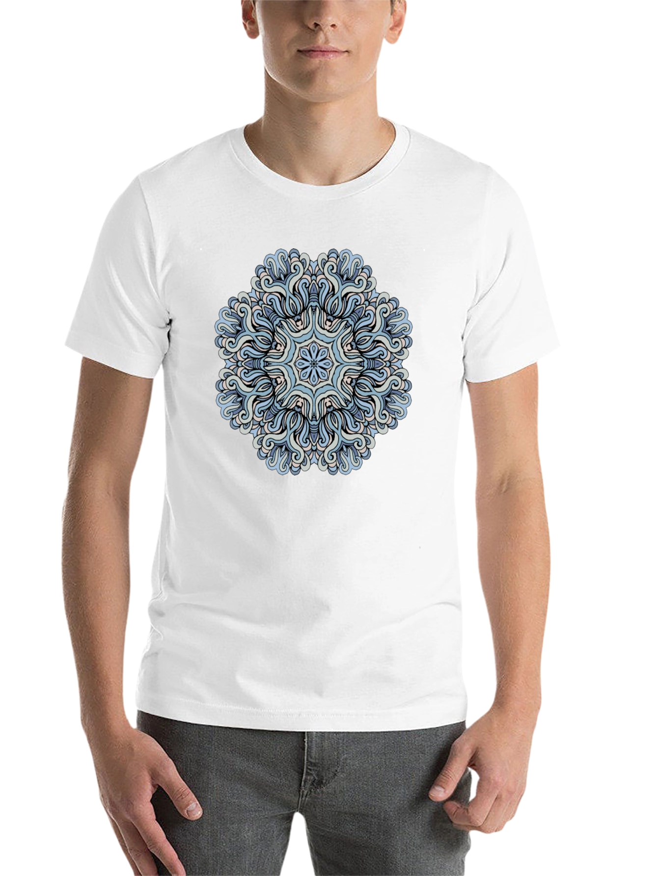 Black Blue Mandala Graphic Tee - Men's Black T-Shirt view 14