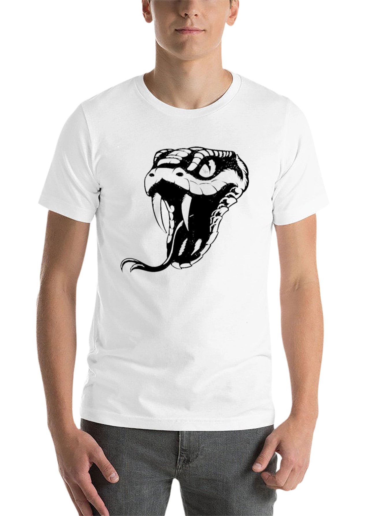 Black Men's Black Snake Graphic T-Shirt view 14