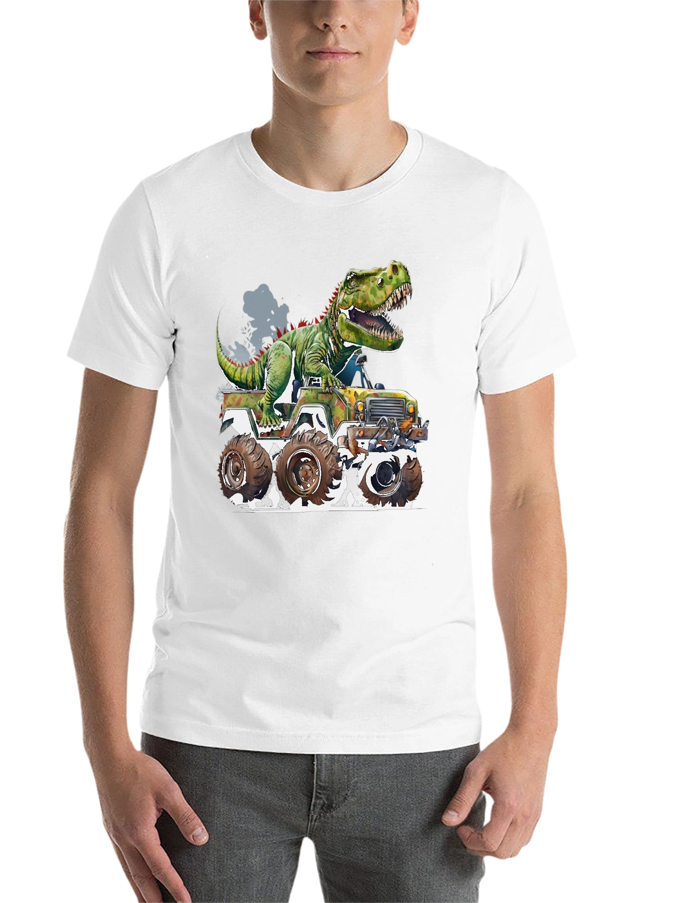 Black Dinosaur Monster Truck Graphic Tee view 14