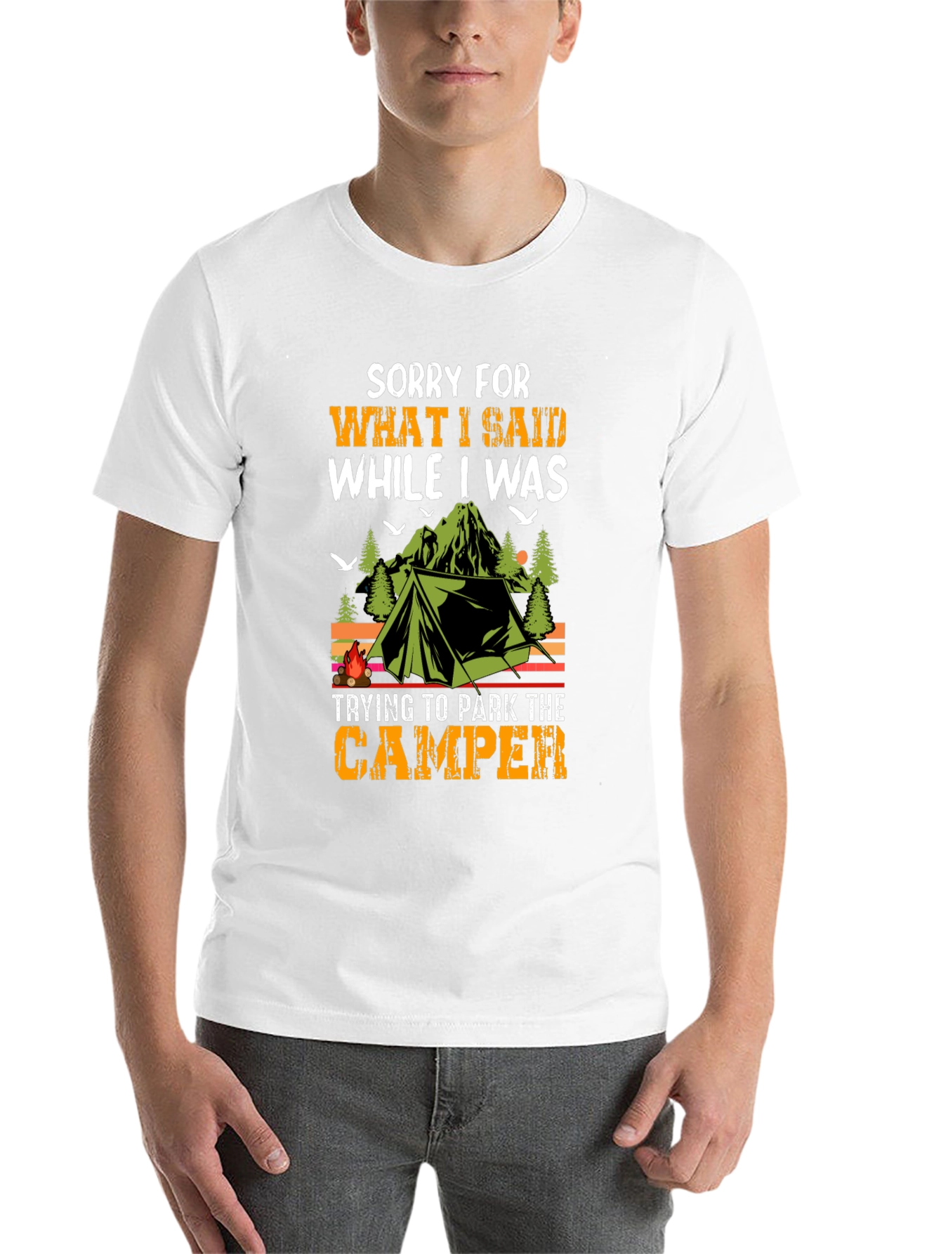 Black Sorry What I Said Camper T-Shirt view 14