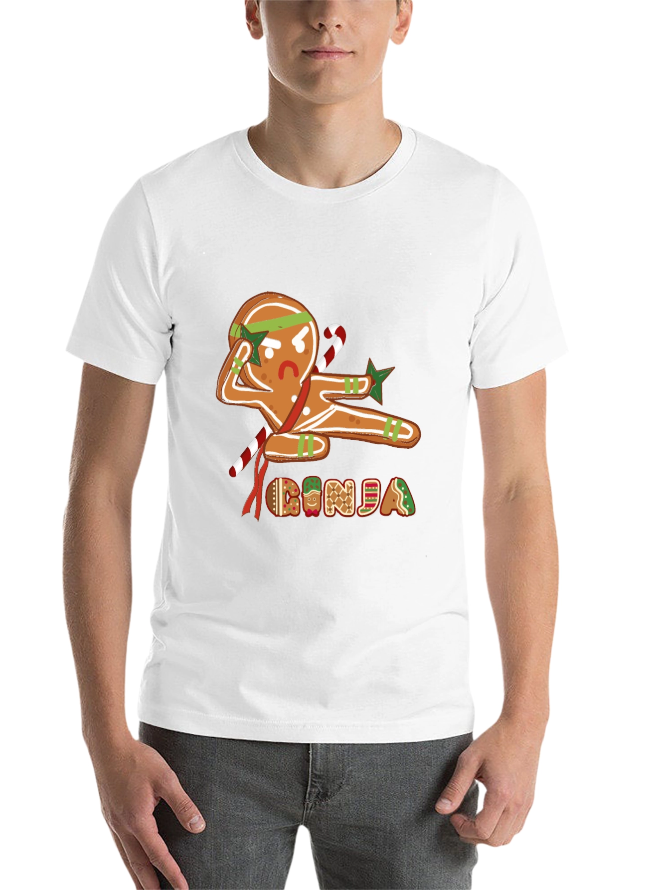 Black Gingerbread Ninja Graphic T-Shirt - Holiday Fun view 14