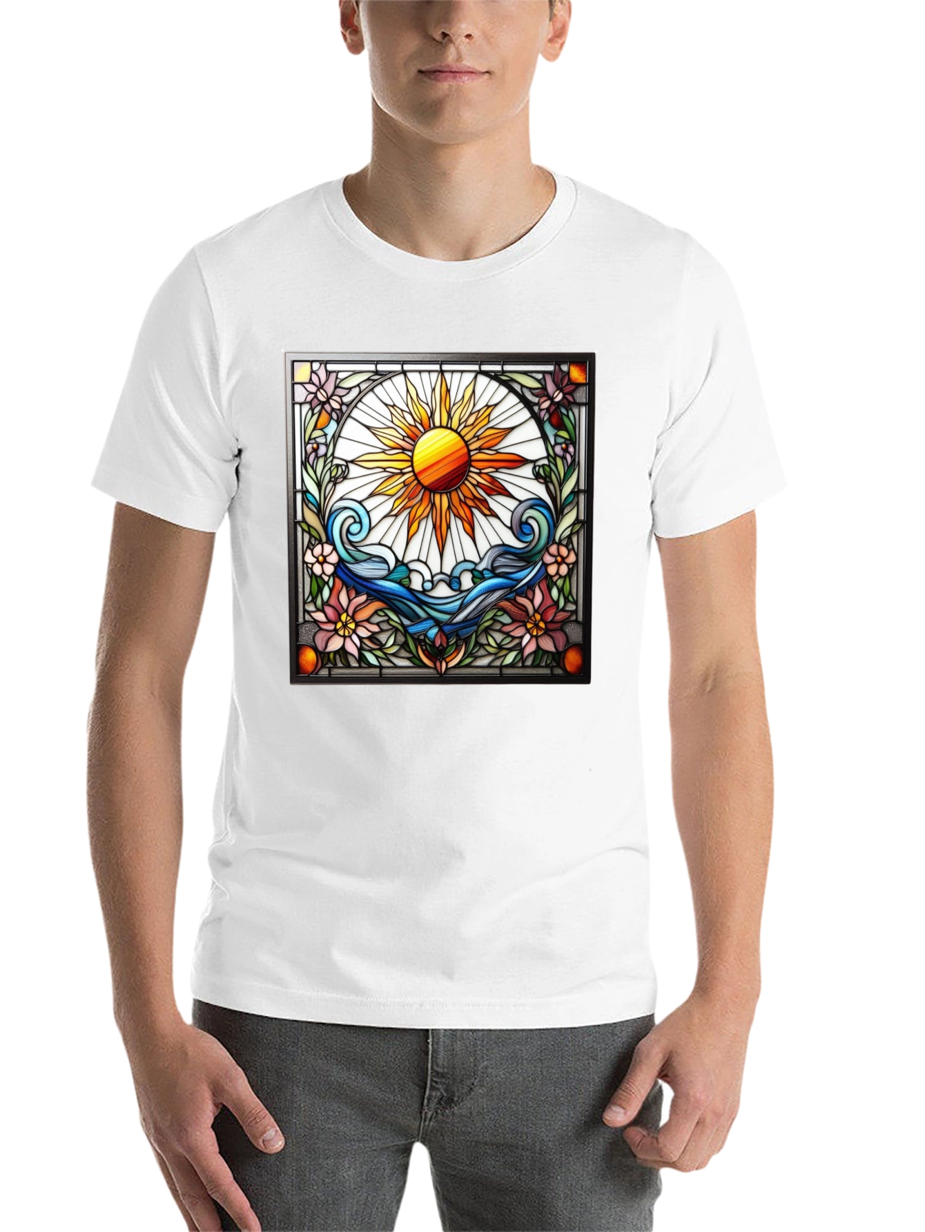 Black Stained Glass Sun Graphic Tee view 14