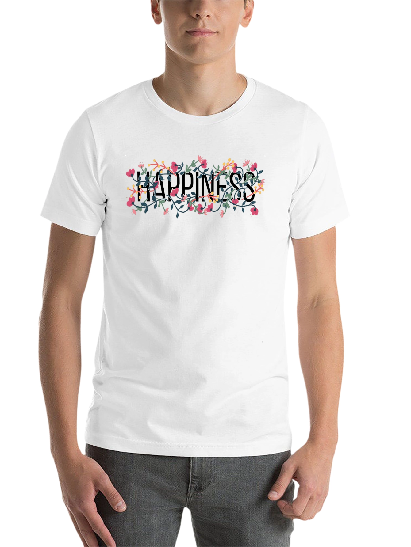 Black Floral Happiness T-Shirt - Black view 14