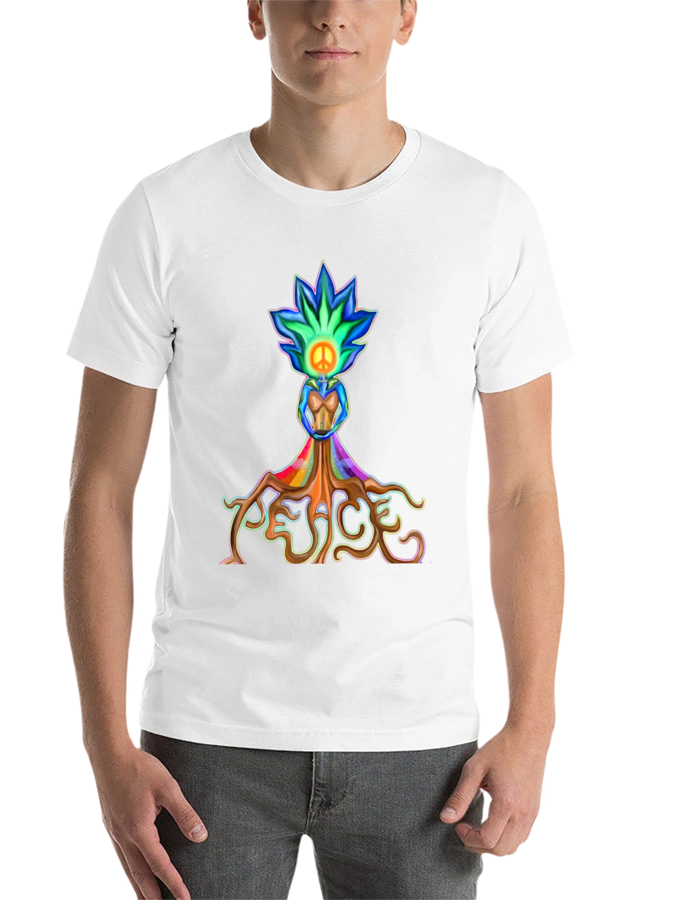 Black Peace Tree T-Shirt - Colorful Graphic Tee view 14