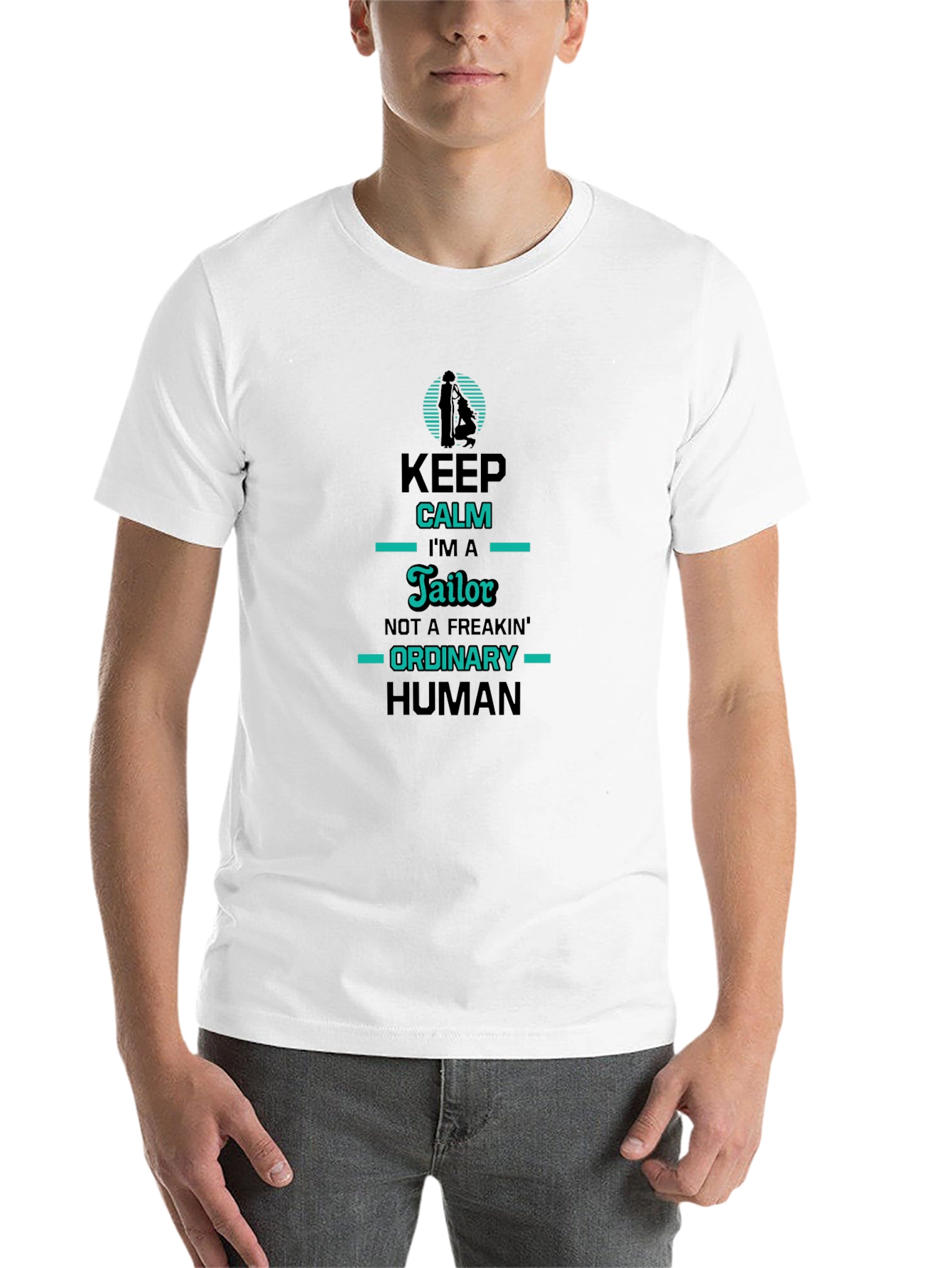 Black Tailor Humor Graphic T-Shirt - Keep Calm I'm A Tailor view 14