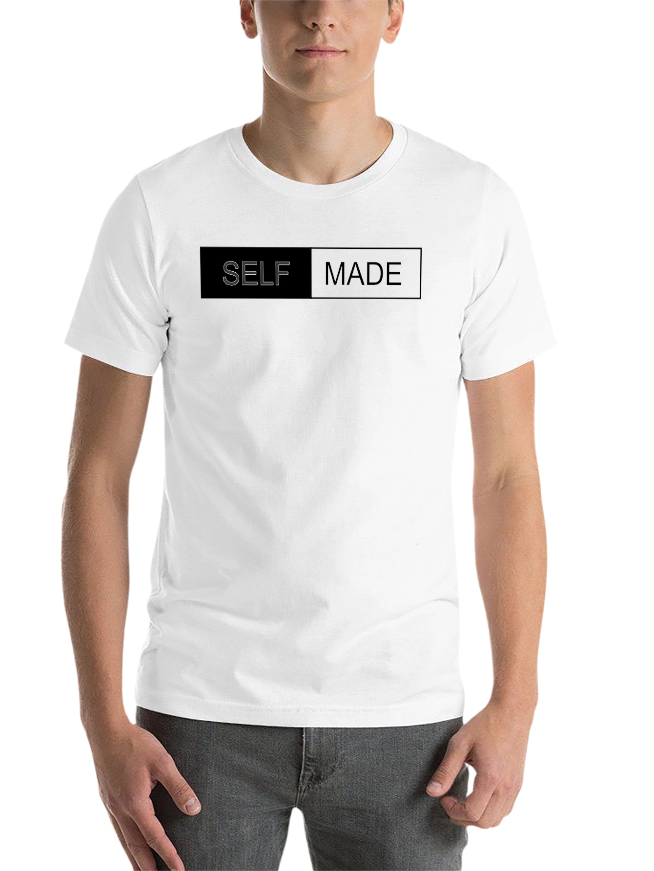Black Self Made Graphic Tee - Black Cotton Blend Casual T-Shirt view 14