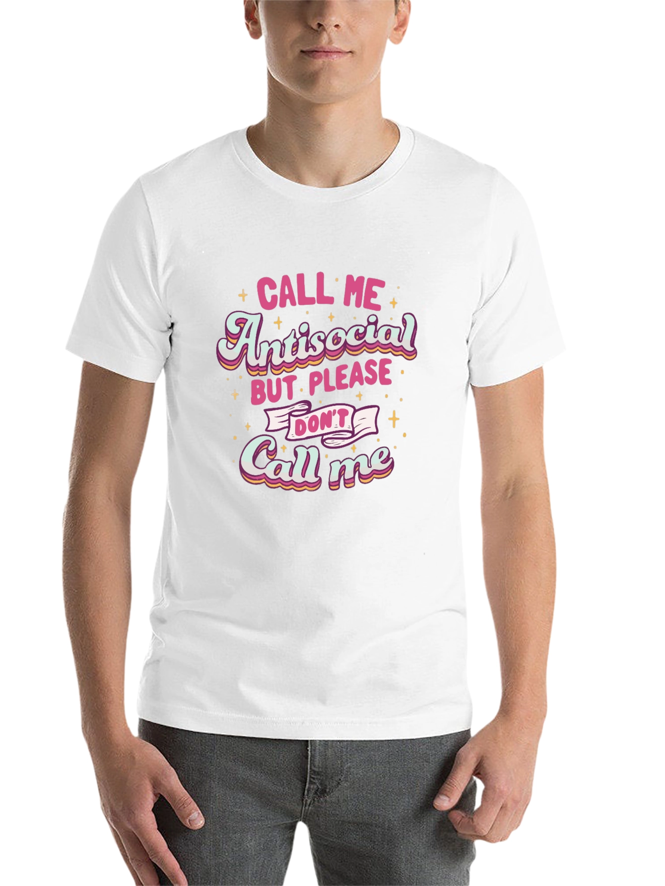 Black Antisocial Please Don't Call Me T-Shirt view 14