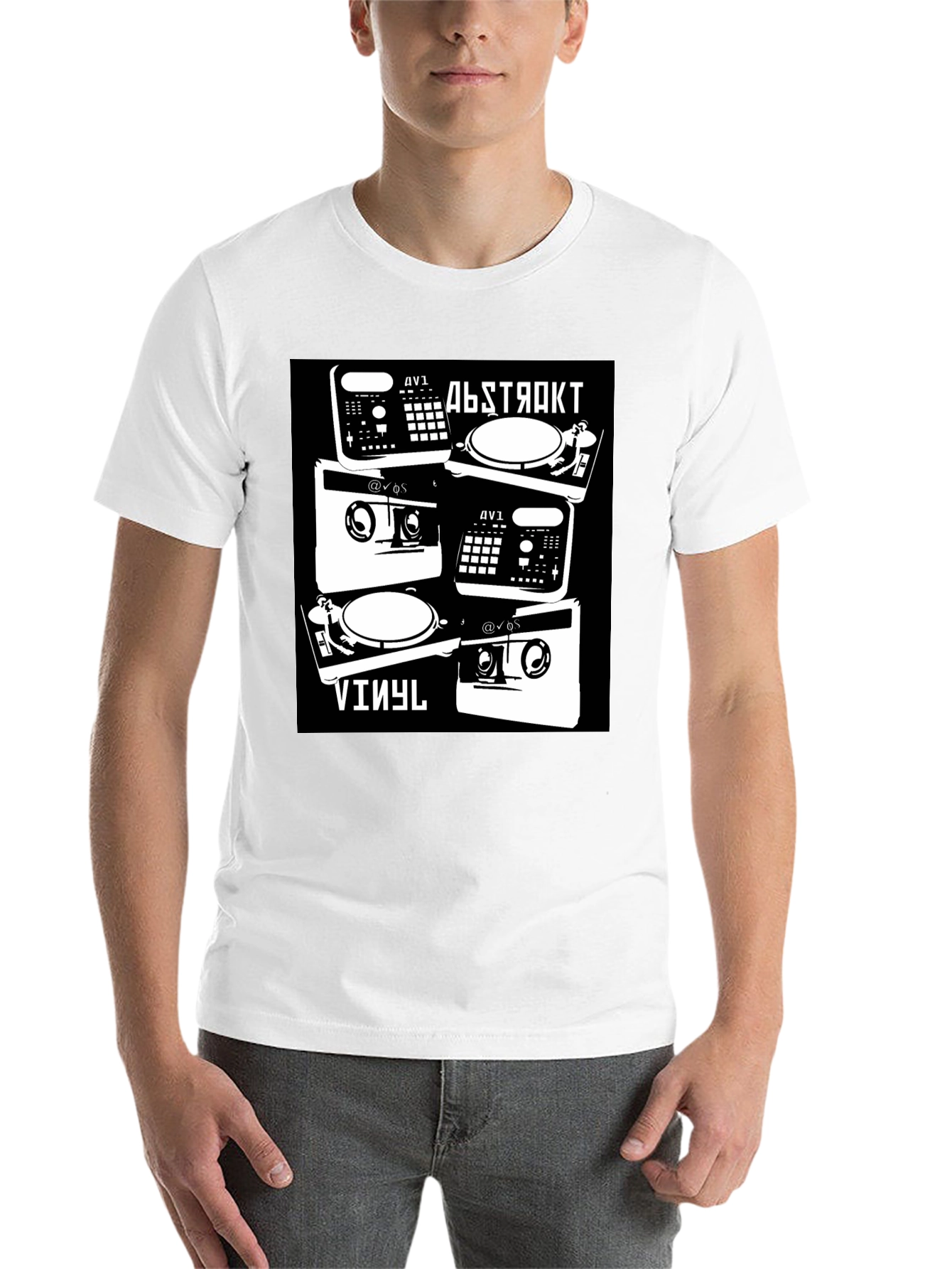 Black Abstract Vinyl DJ Black T-Shirt view 14