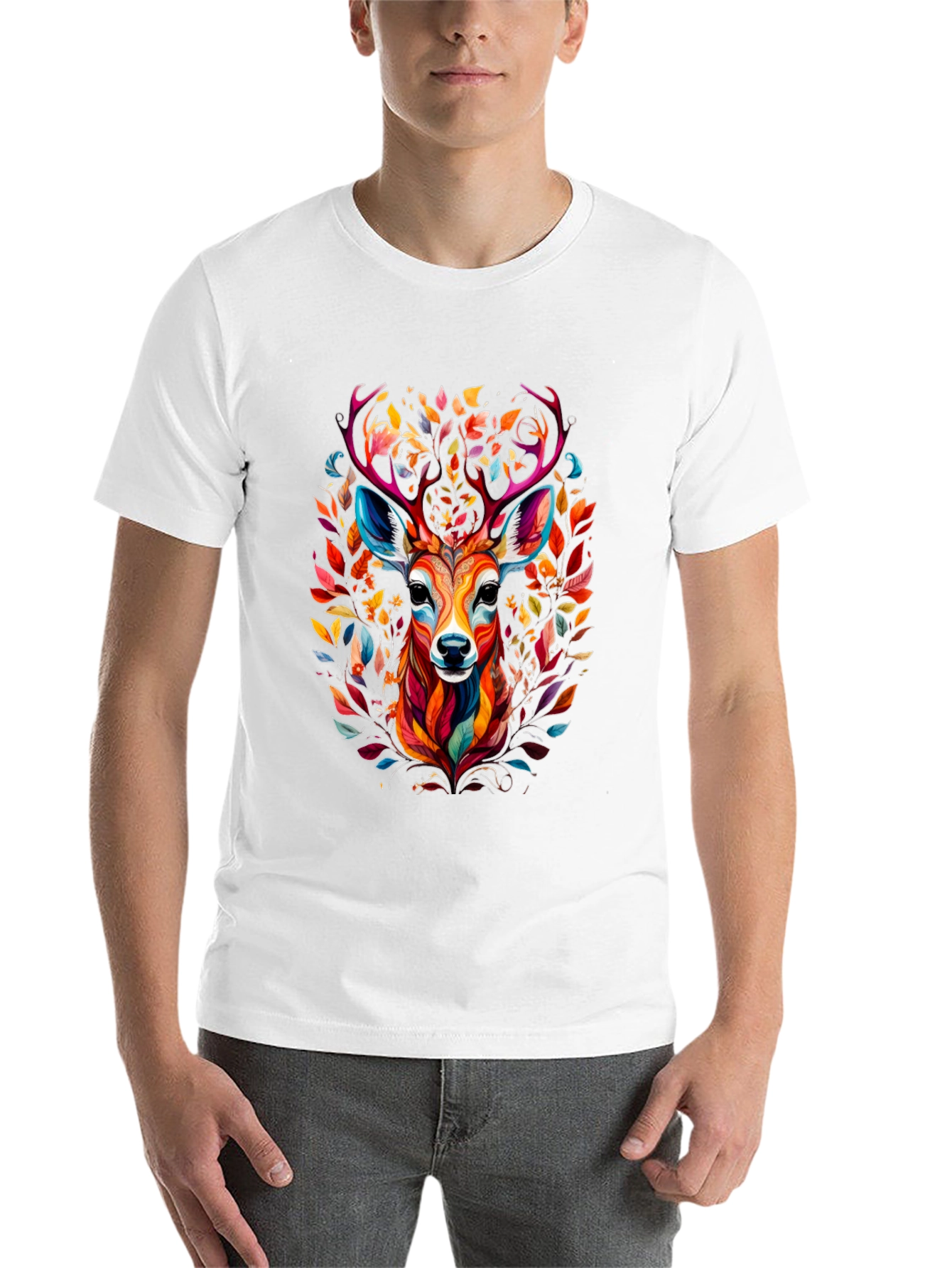 Black Colorful Deer Graphic Tee - Black Casual Style view 14