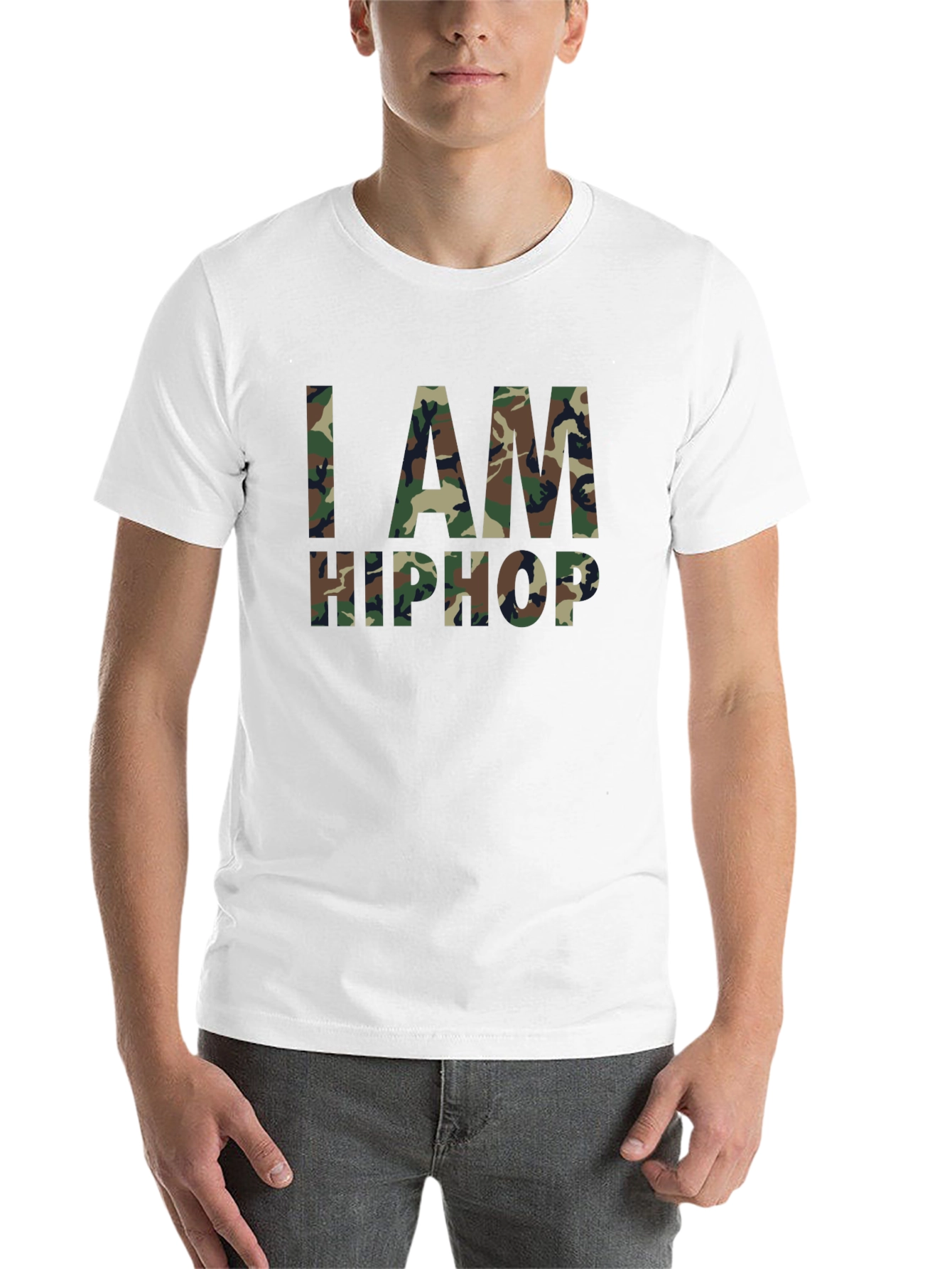Black I AM HIP HOP Camo Print Black T-Shirt view 14