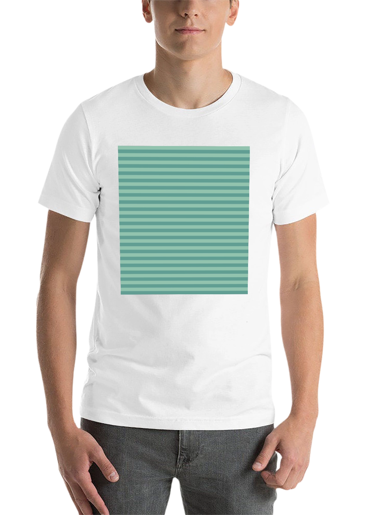 Black Striped Pattern Tee - Black Short Sleeve Crew Neck Shirt view 14