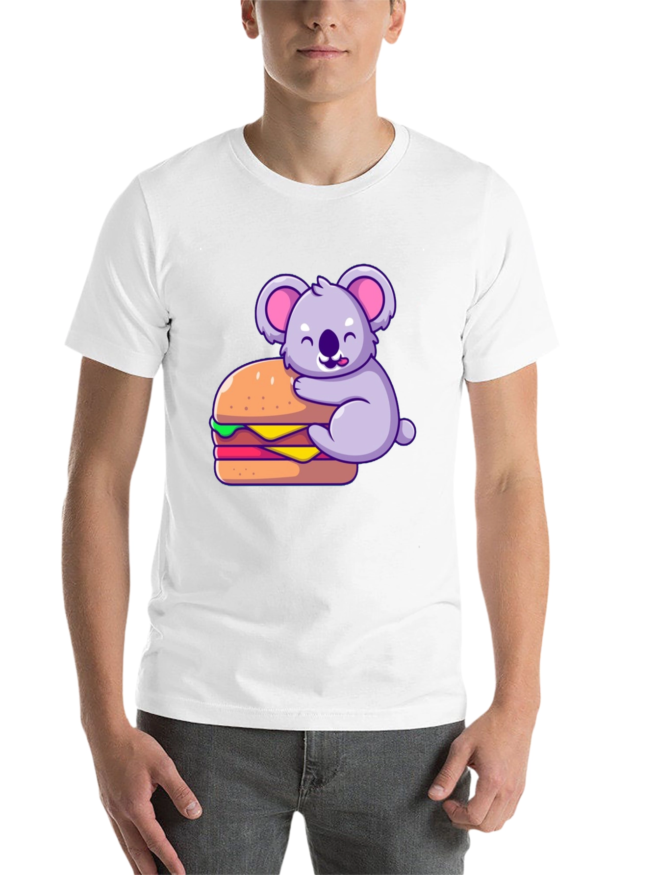 Black Koala Hugging Burger Graphic T-Shirt - Black view 14