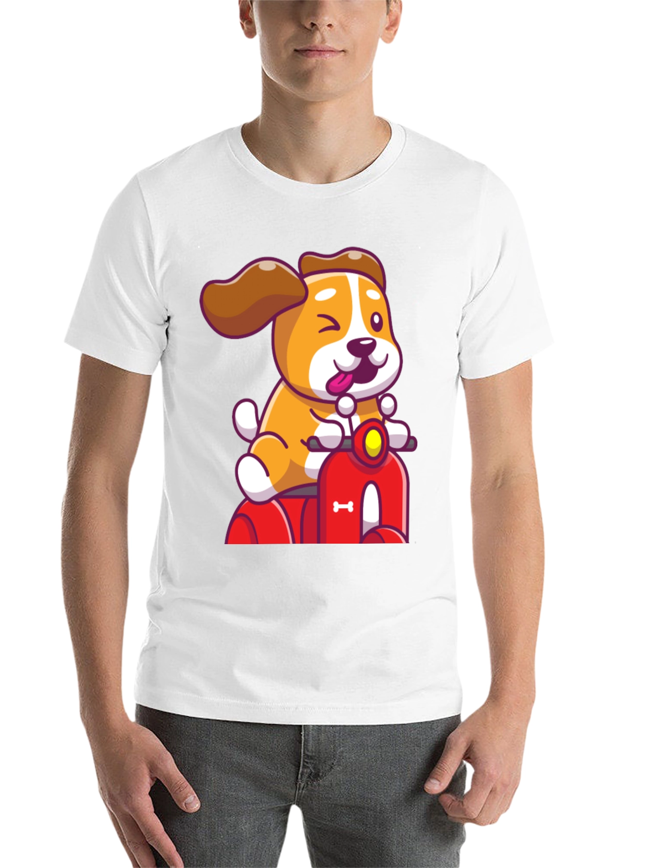 Dog Riding Scooter Graphic T-Shirt - 14