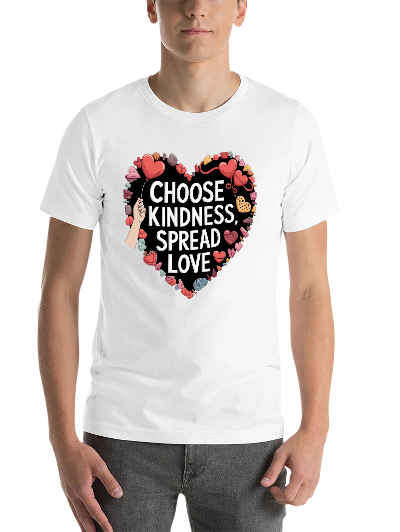 Black Choose Kindness, Spread Love - Heart Graphic Tee view 14