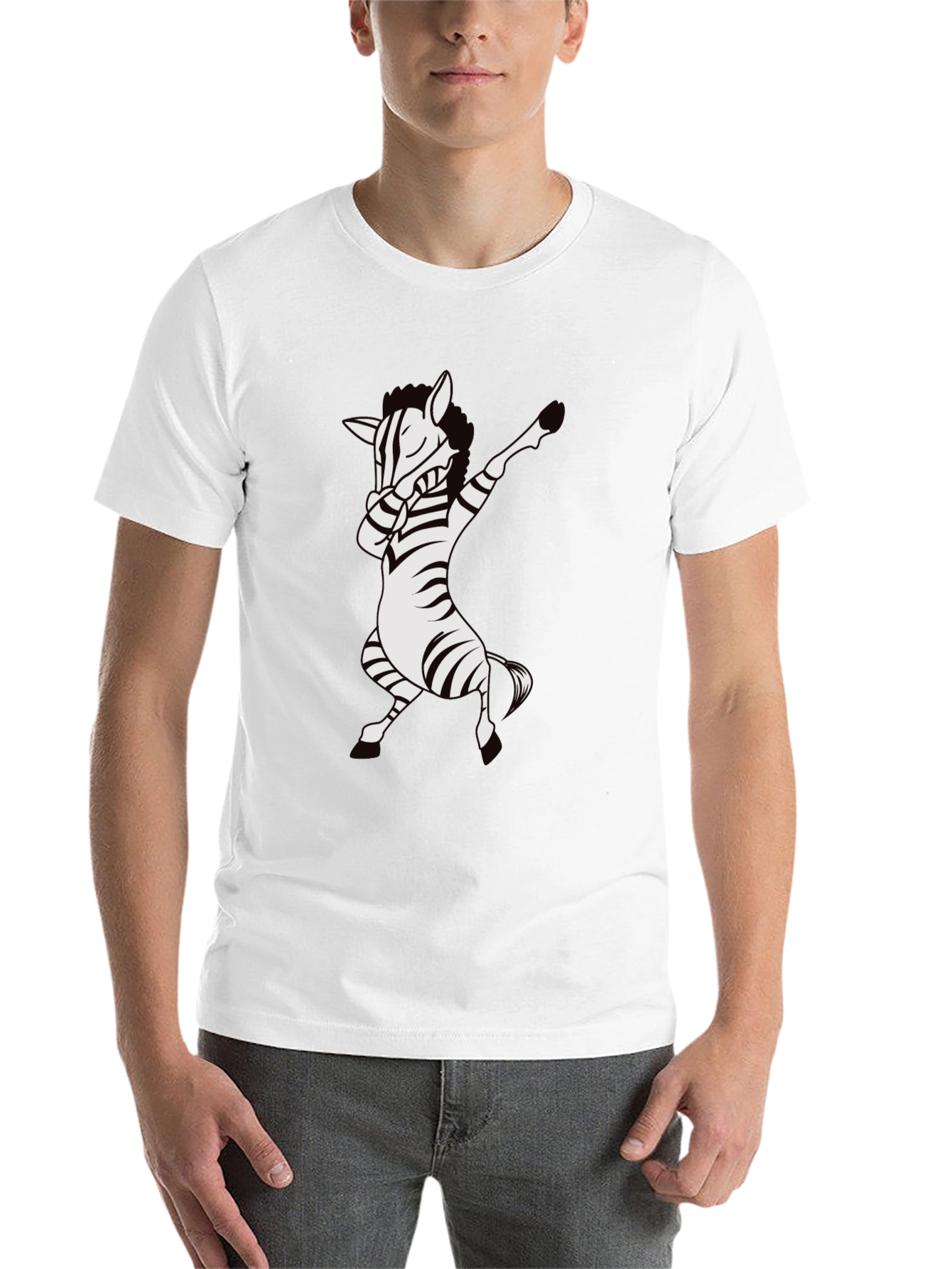 Black Dabbing Zebra T-Shirt - Black Cotton Tee view 14