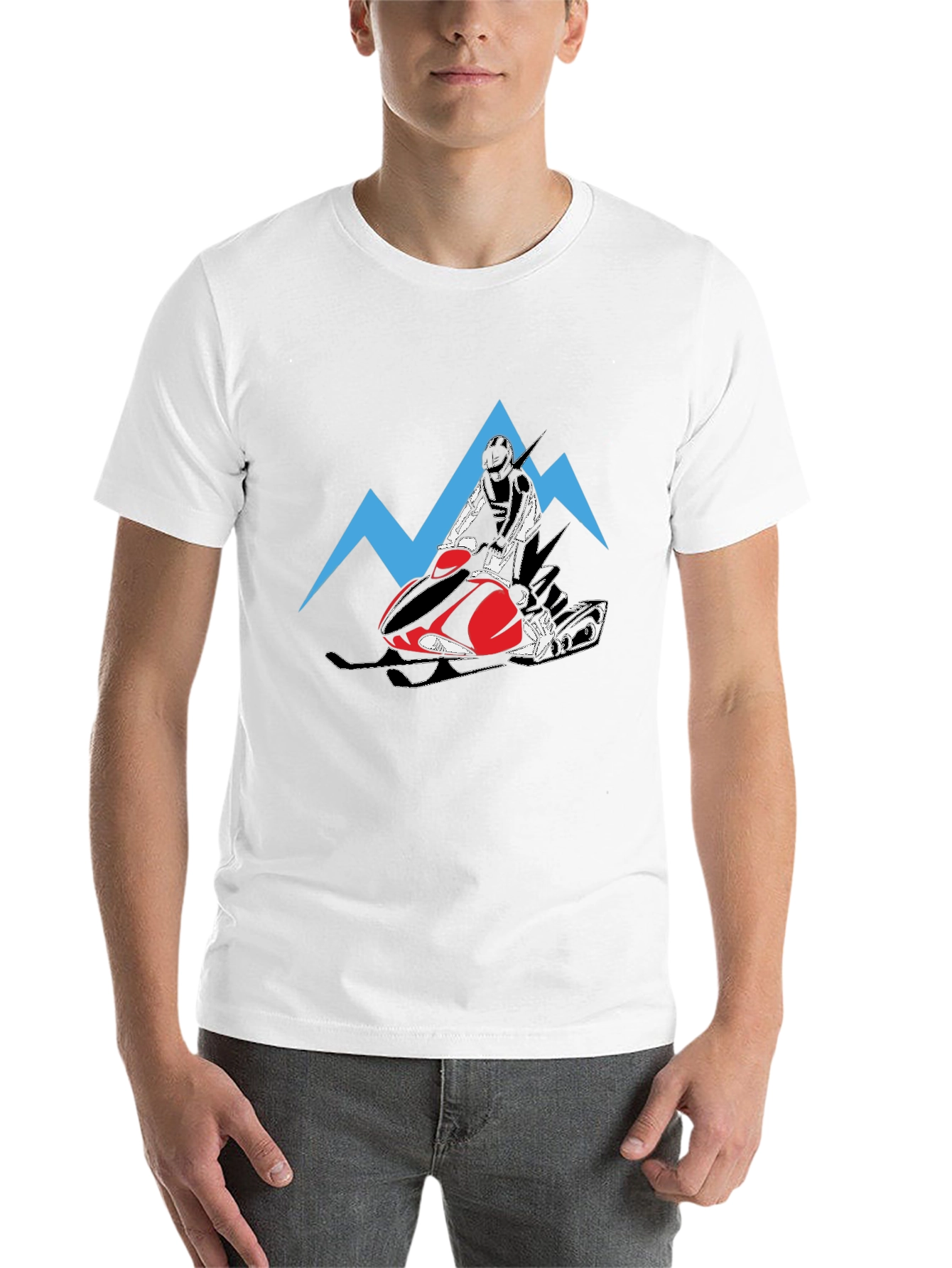 Black Snowmobile Rider Graphic Tee - Black Cotton T-Shirt view 14
