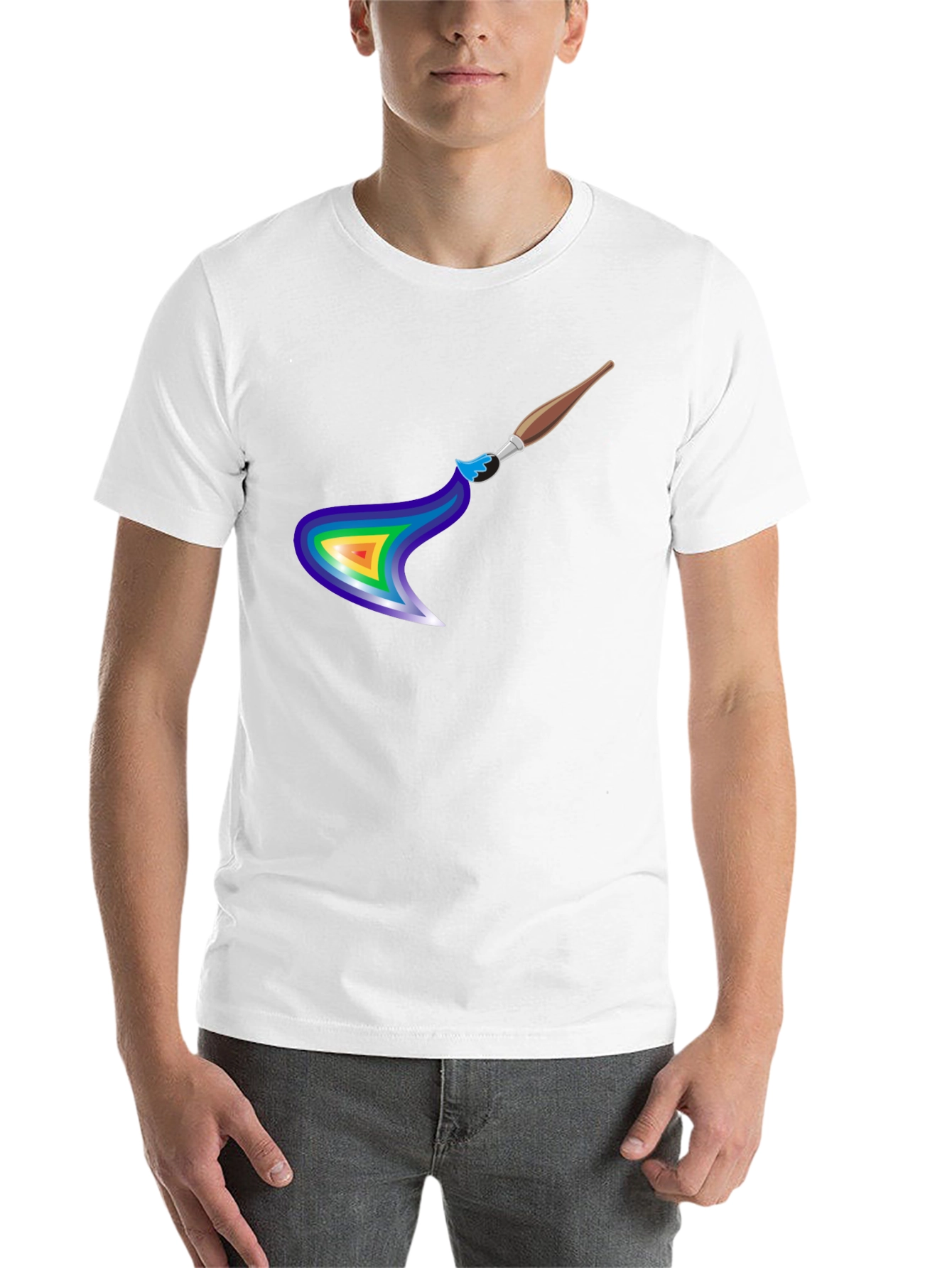 Black Rainbow Paintbrush Design T-Shirt view 14
