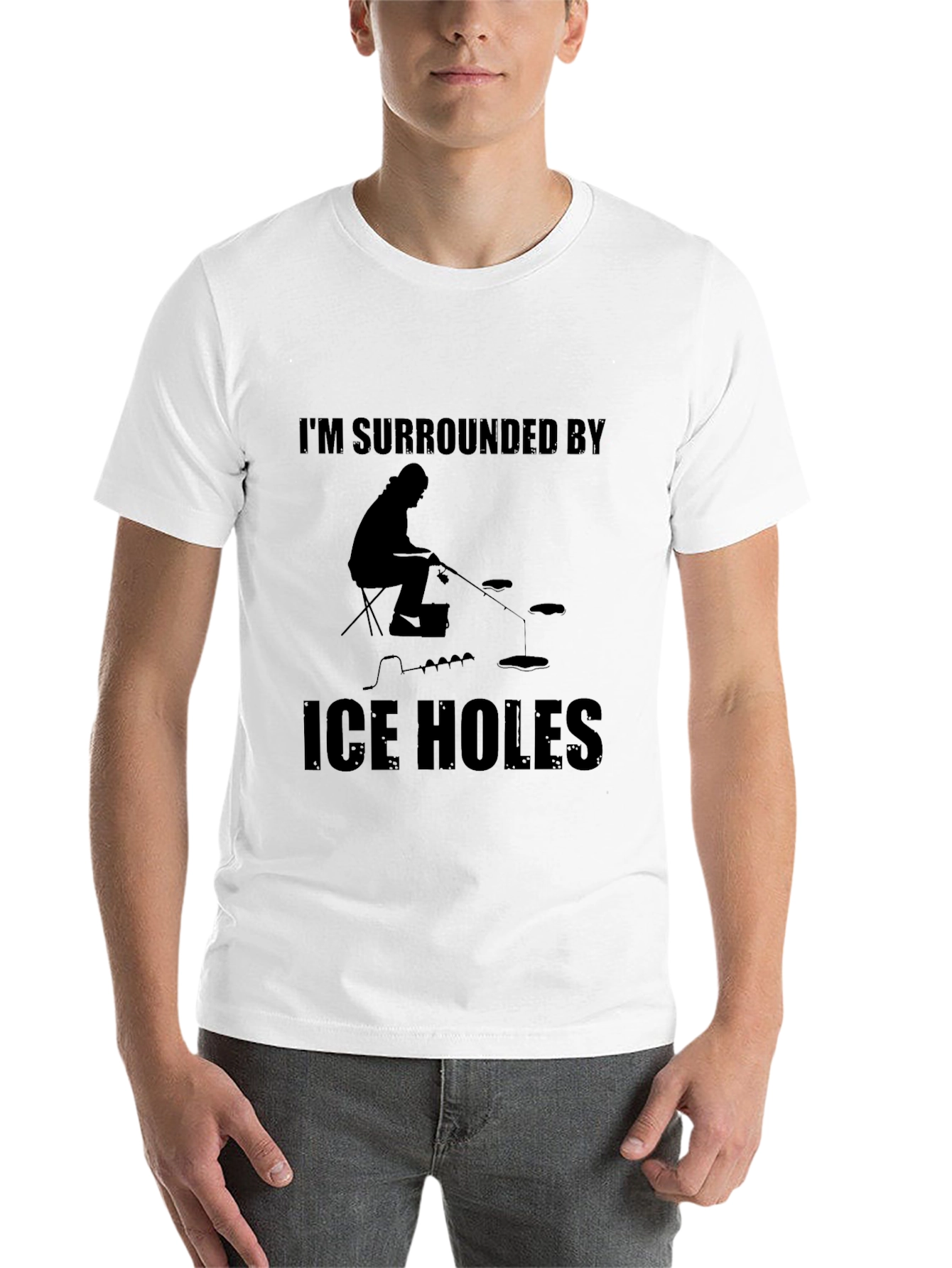 Black I'm Surrounded by Ice Holes Black T-Shirt view 14