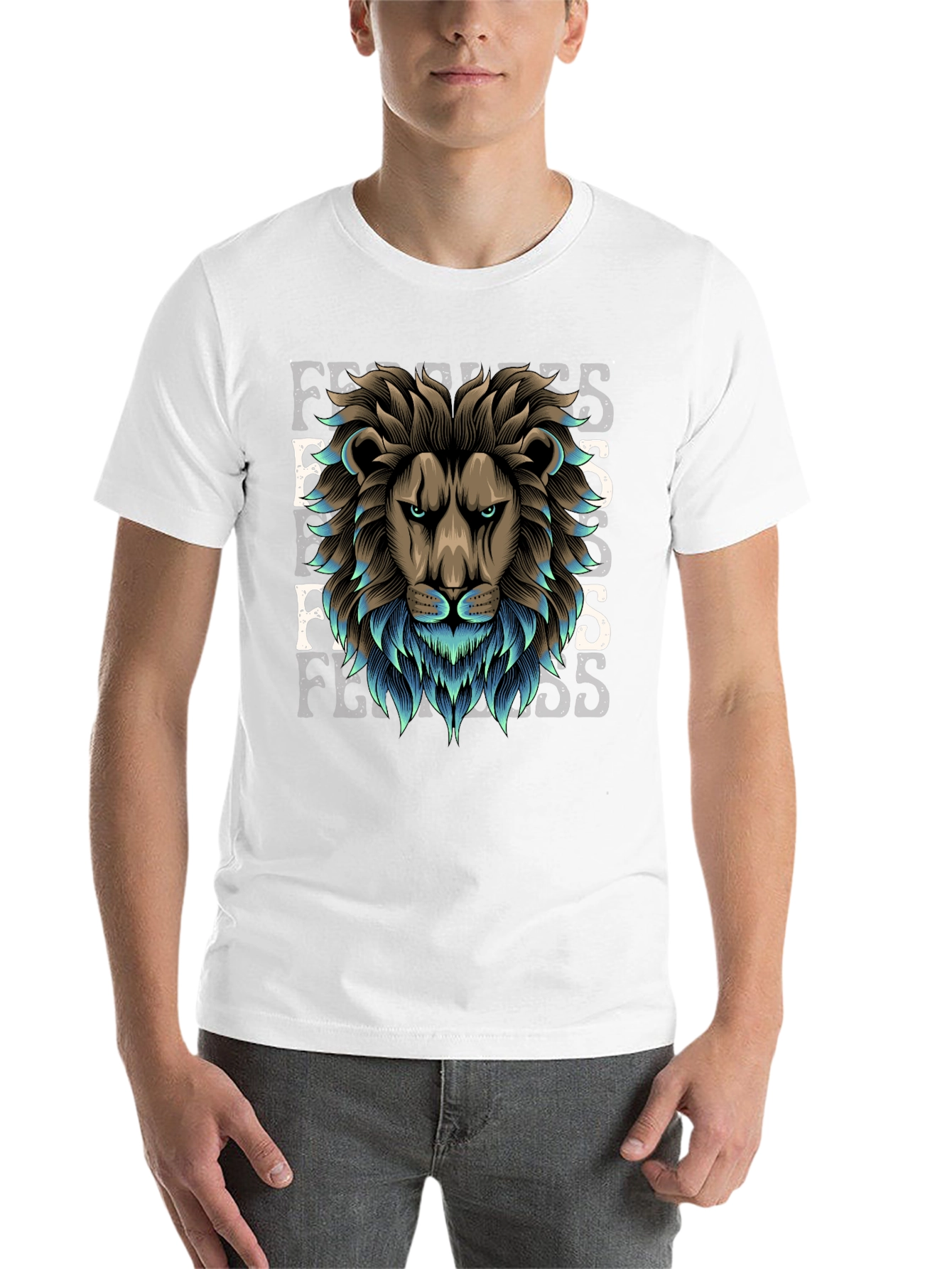 Black Lion Fearless Graphic Tee - Premium Cotton Blend view 14