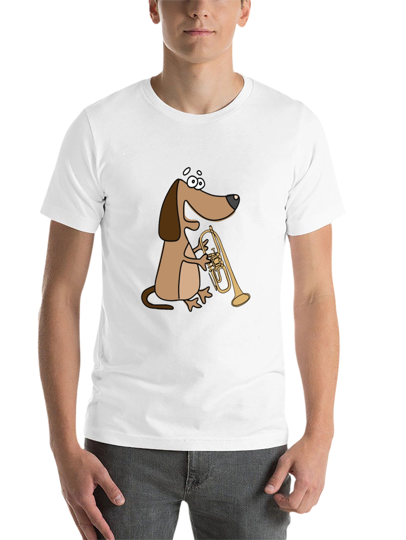Black Dog Playing Trumpet T-Shirt view 14