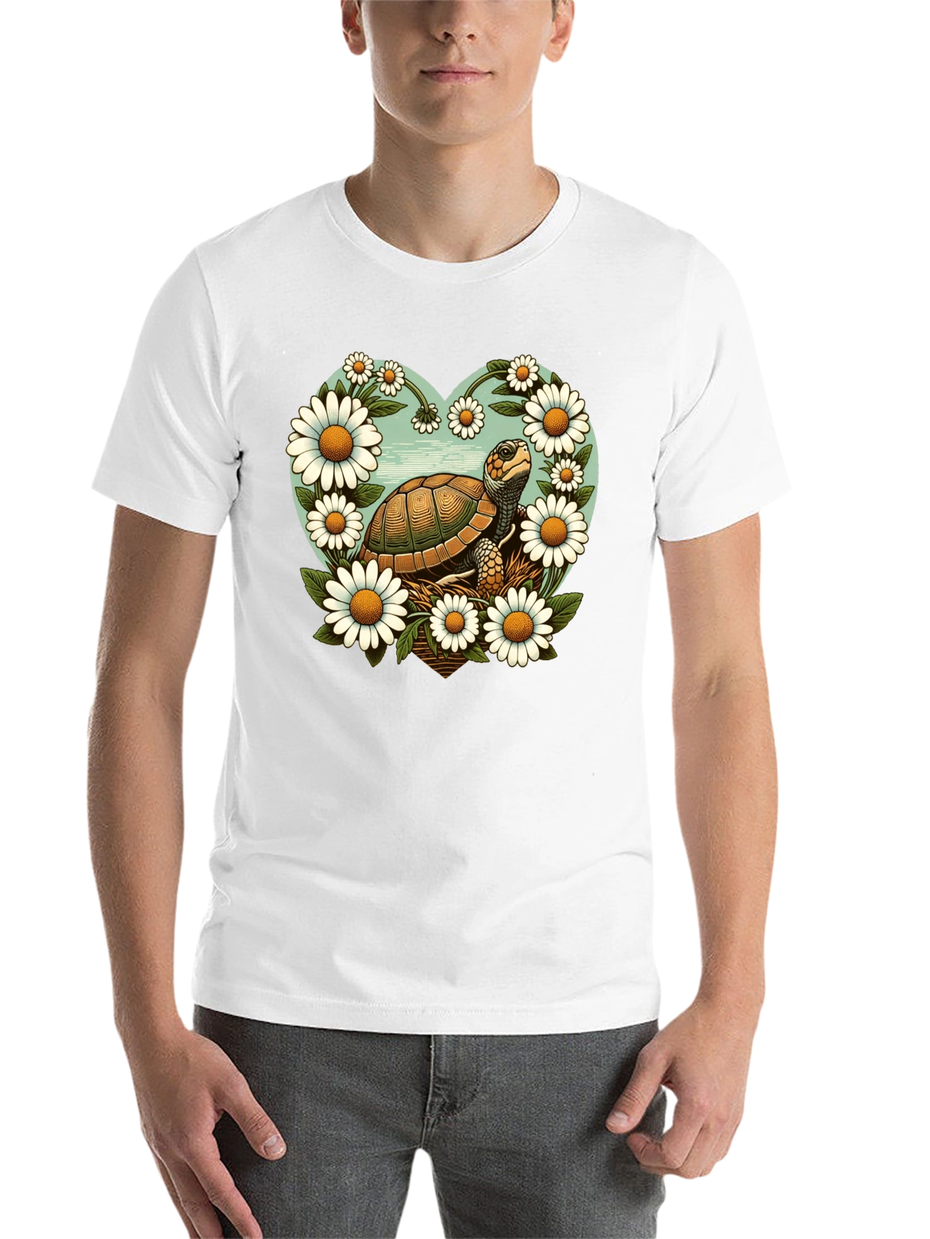 Black Turtle and Daisy Graphic Tee - Black view 14