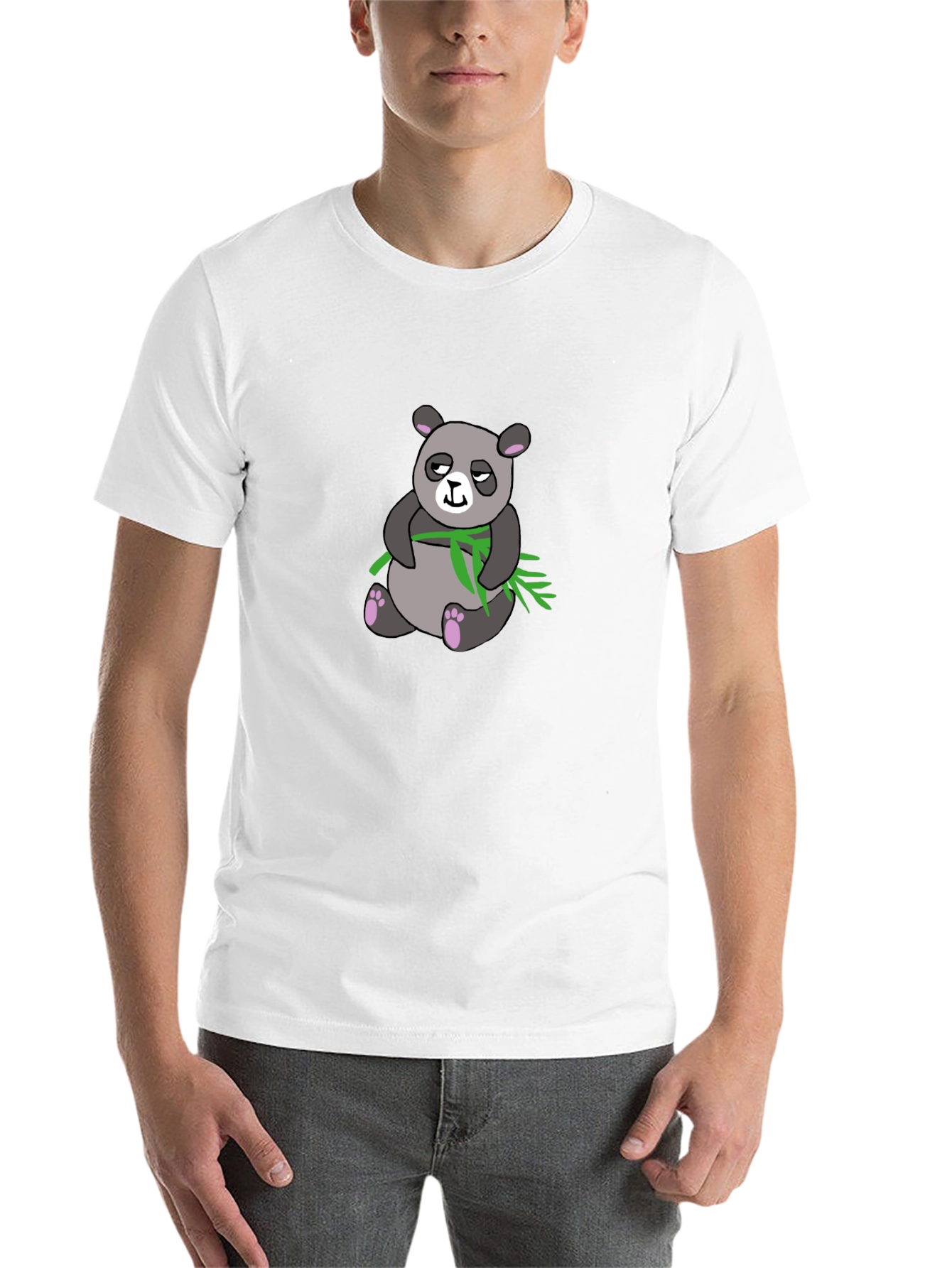 Black Panda with Bamboo Graphic Print T-Shirt view 14