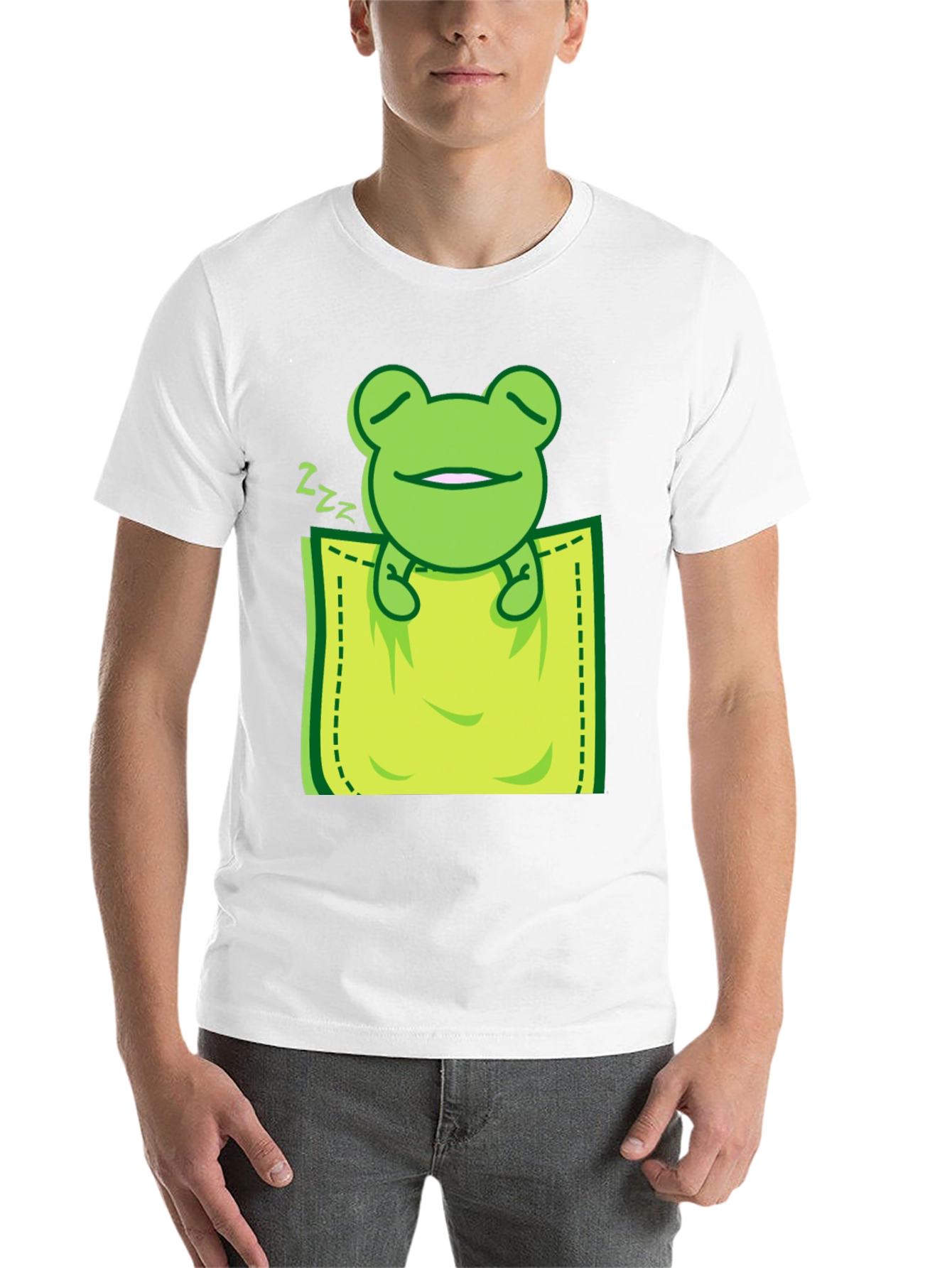 Black Sleeping Frog Pocket T-Shirt - Cute & Comfy view 14