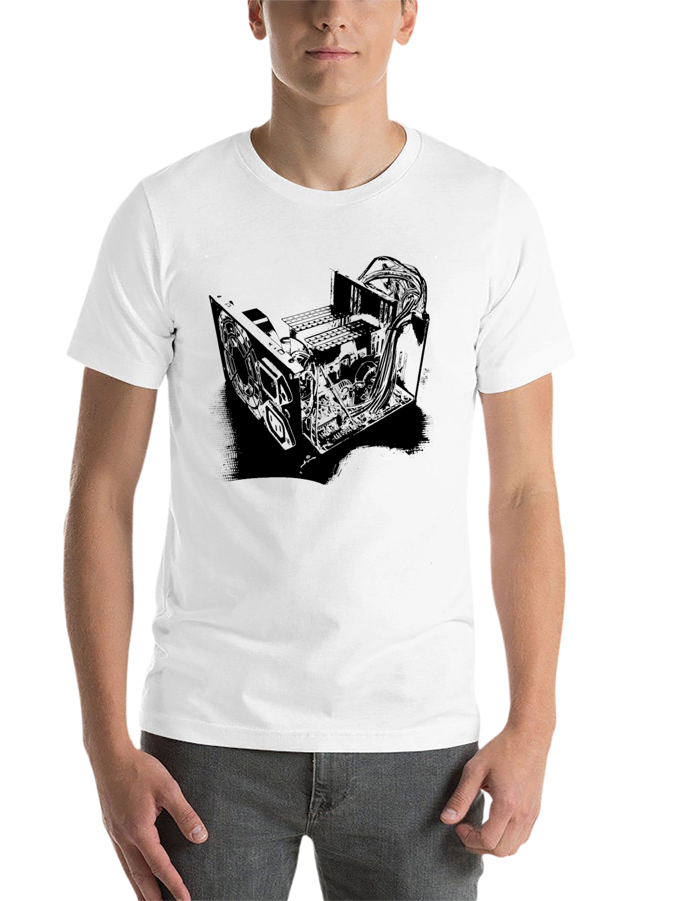 Black Black T-Shirt with Computer Hardware Design view 14