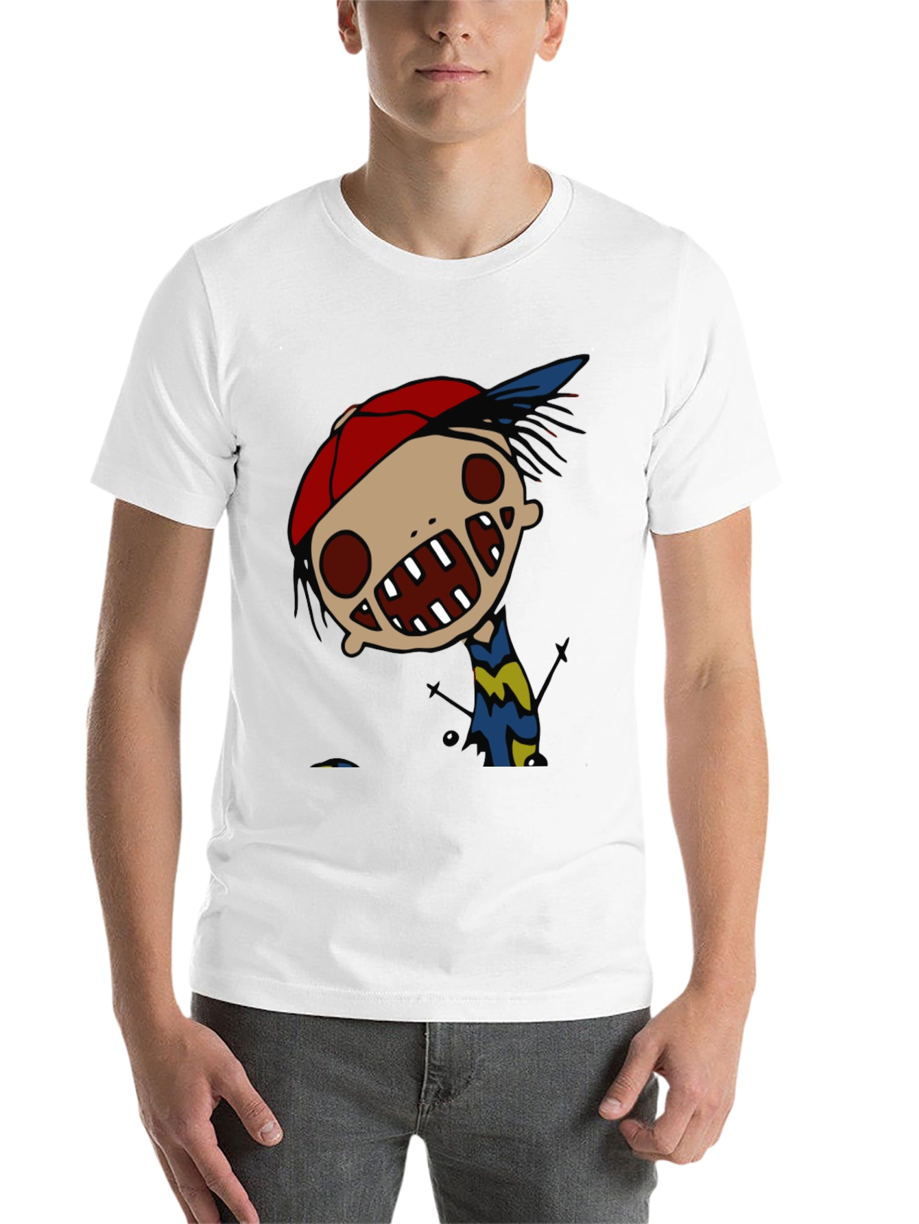 Black Cartoon Character Graphic Tee - Quirky Black T-Shirt view 14