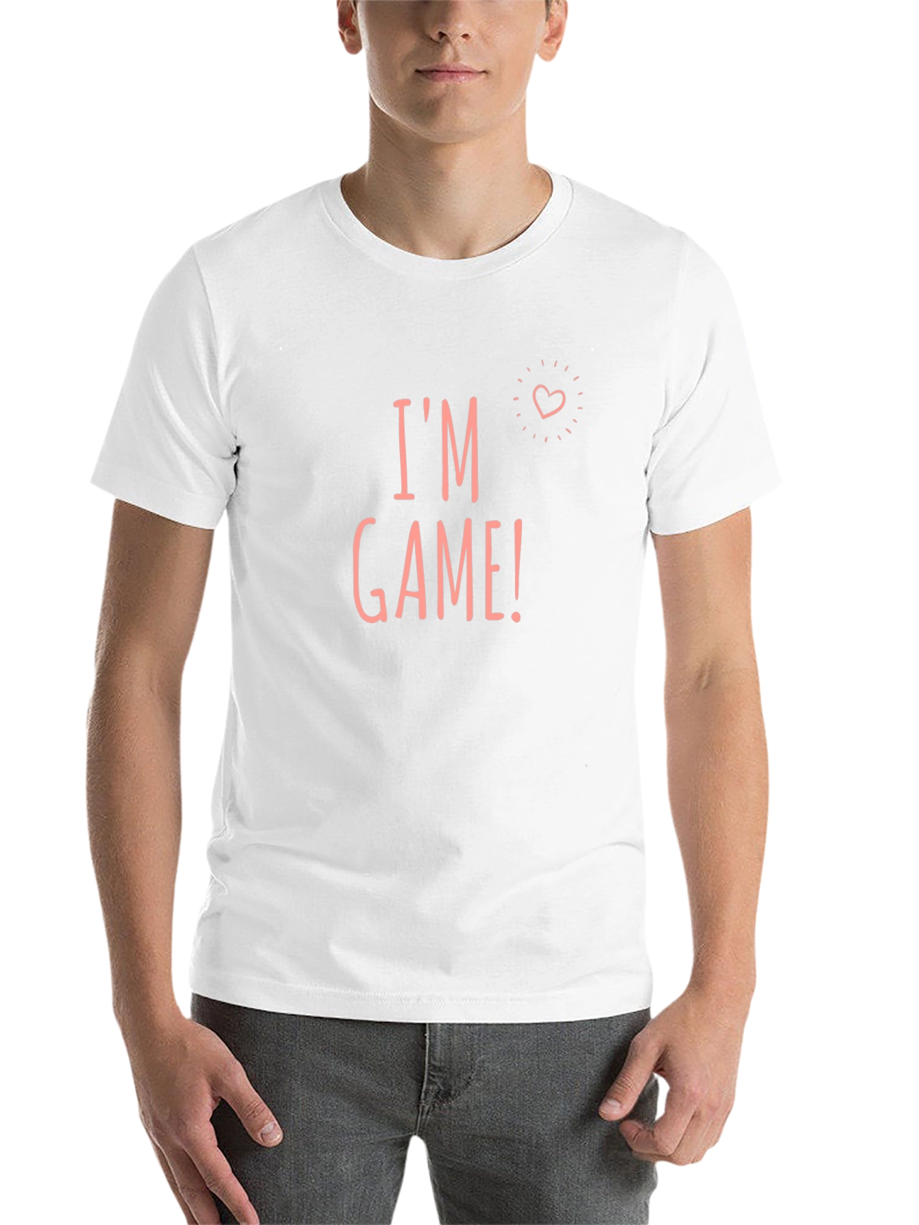 Black I'm Game! Graphic Tee -  Cute Heart Design, Casual Style view 14