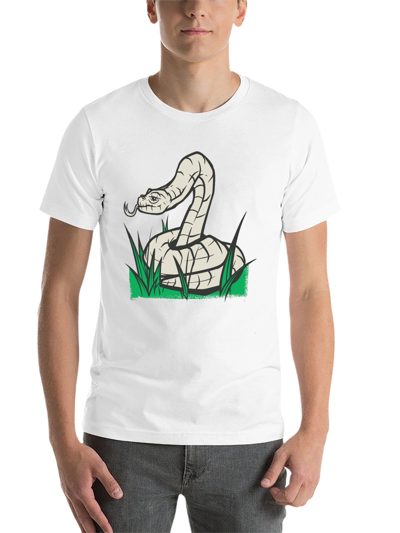 Snake Graphic Tee - Black Cotton T-Shirt - 14