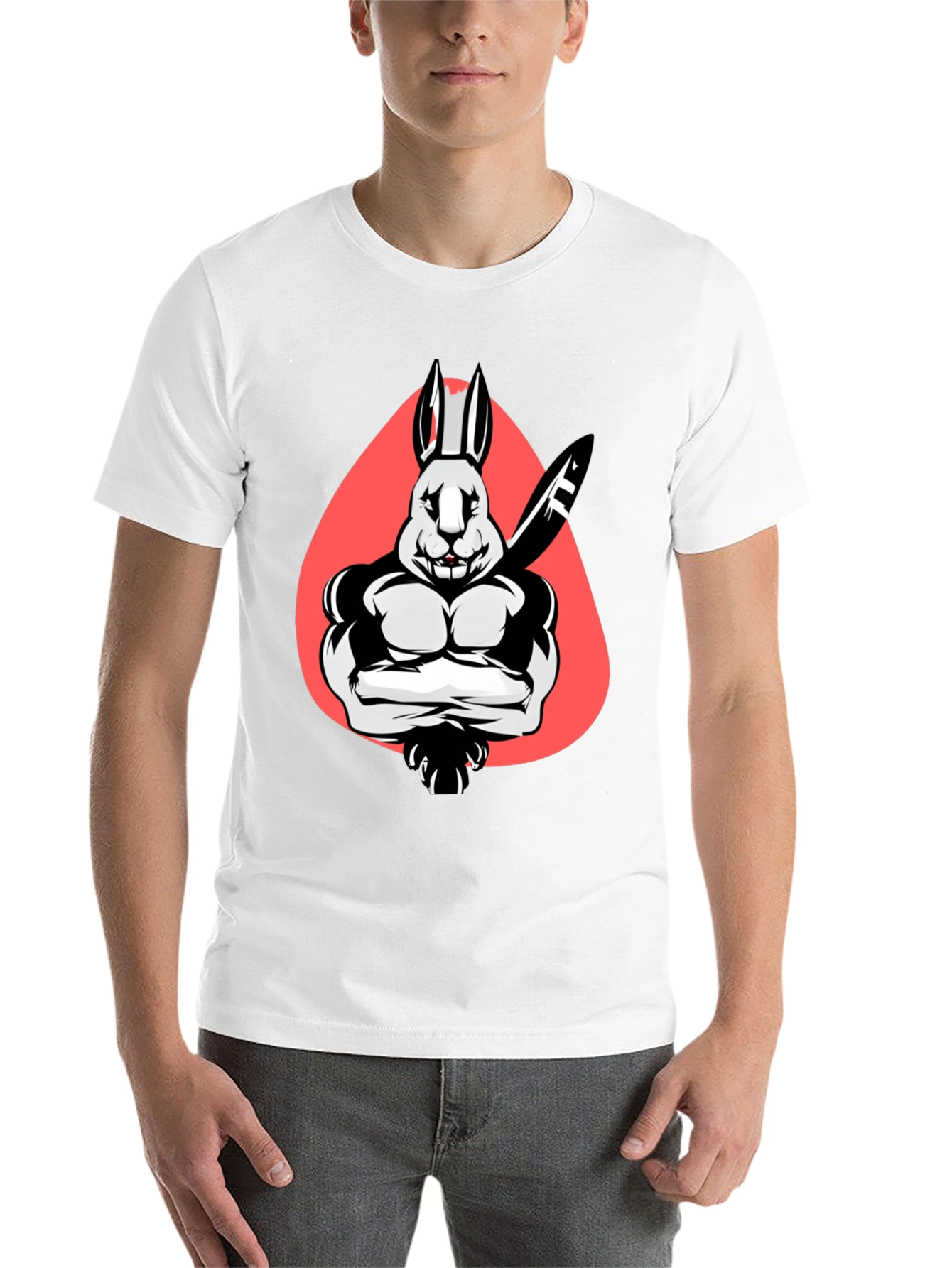 Black Muscle Rabbit T-Shirt - Black Graphic Tee view 14