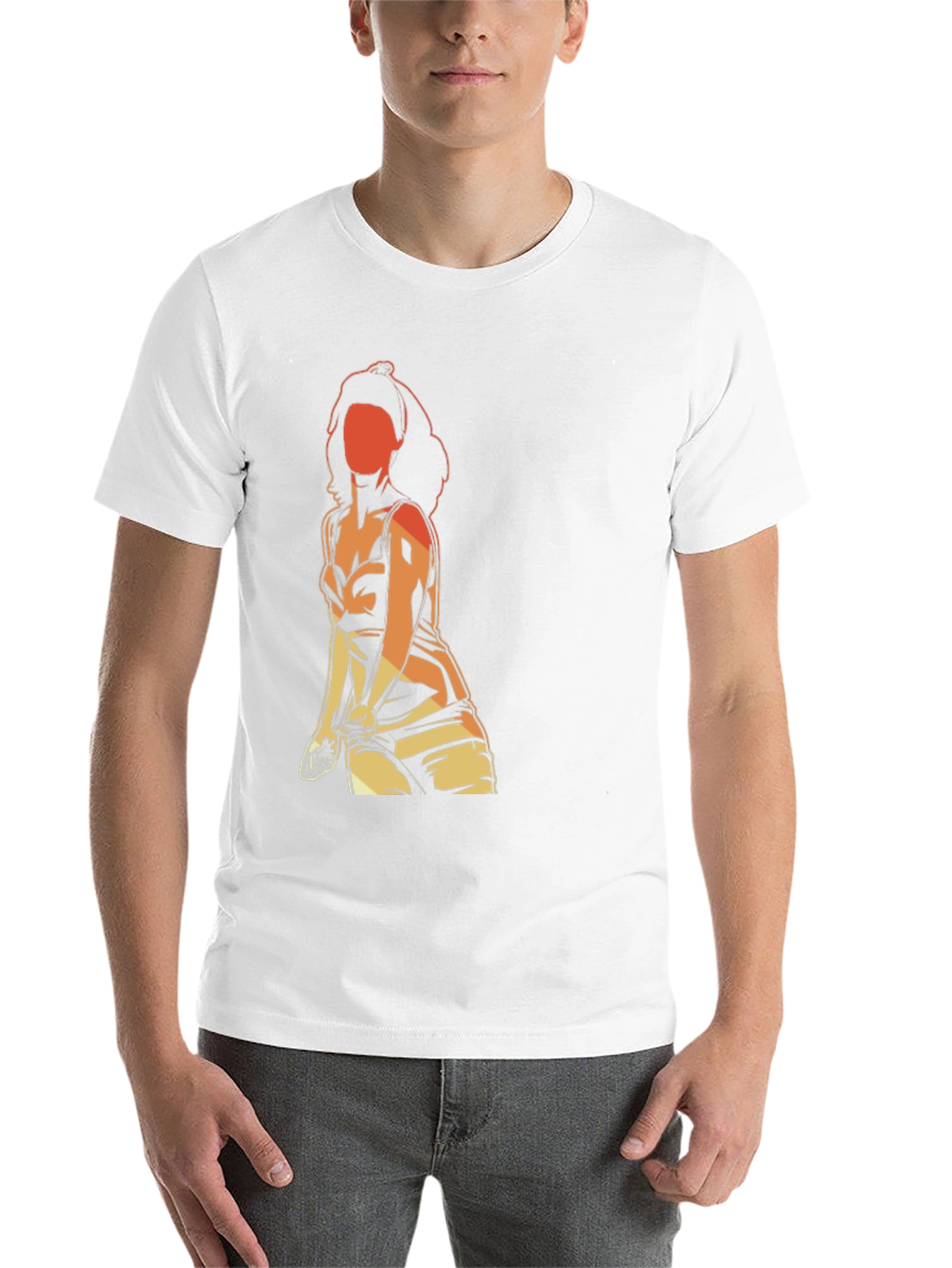 Black Retro Graphic T-Shirt - Woman Silhouette view 14