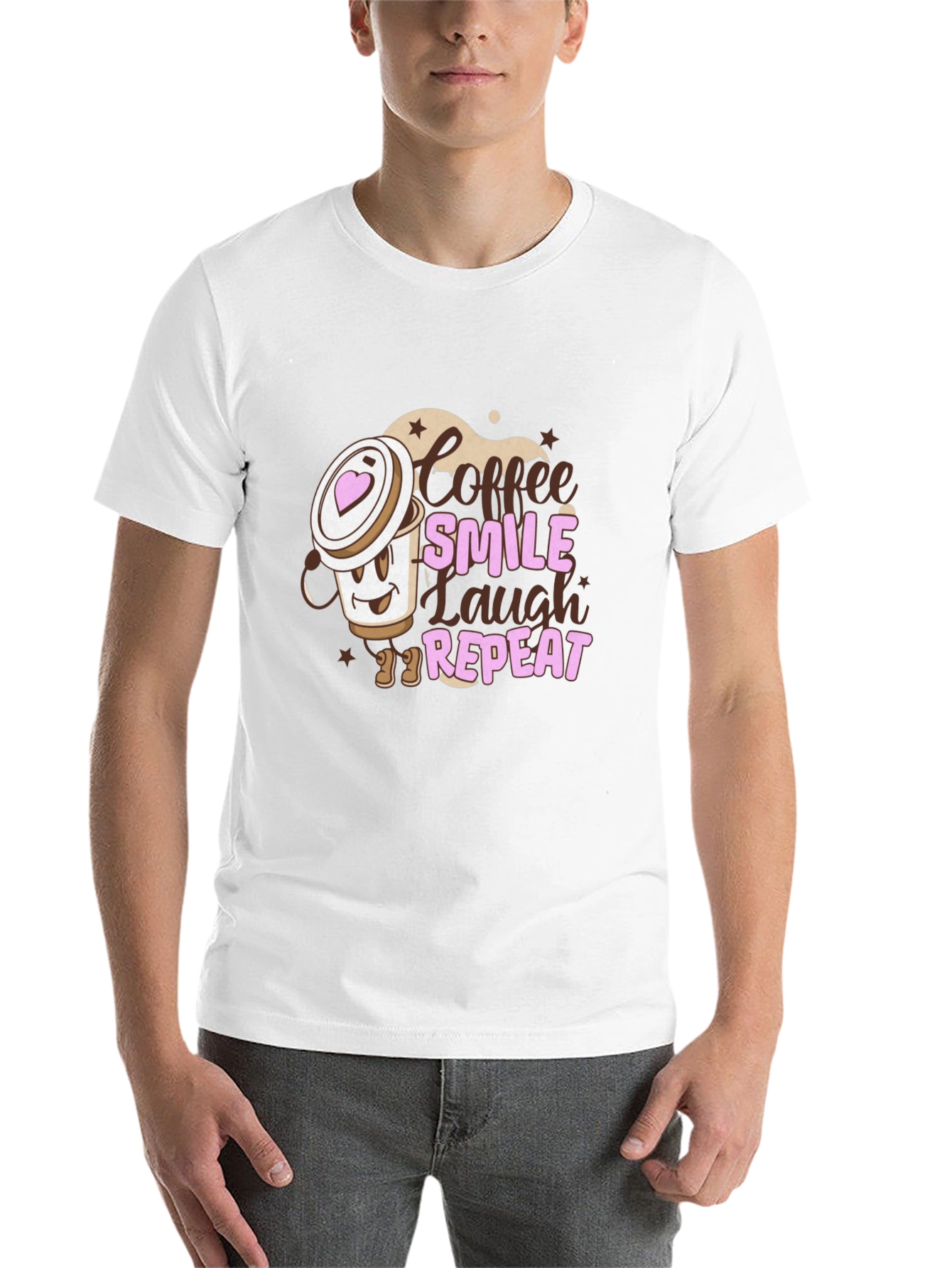 Black Coffee Smile Laugh Repeat Black Graphic Tee view 14