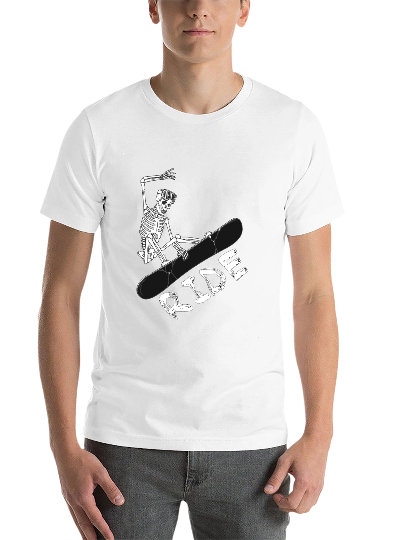 Black Skeleton Snowboarder Graphic Tee - Ride in Style view 14