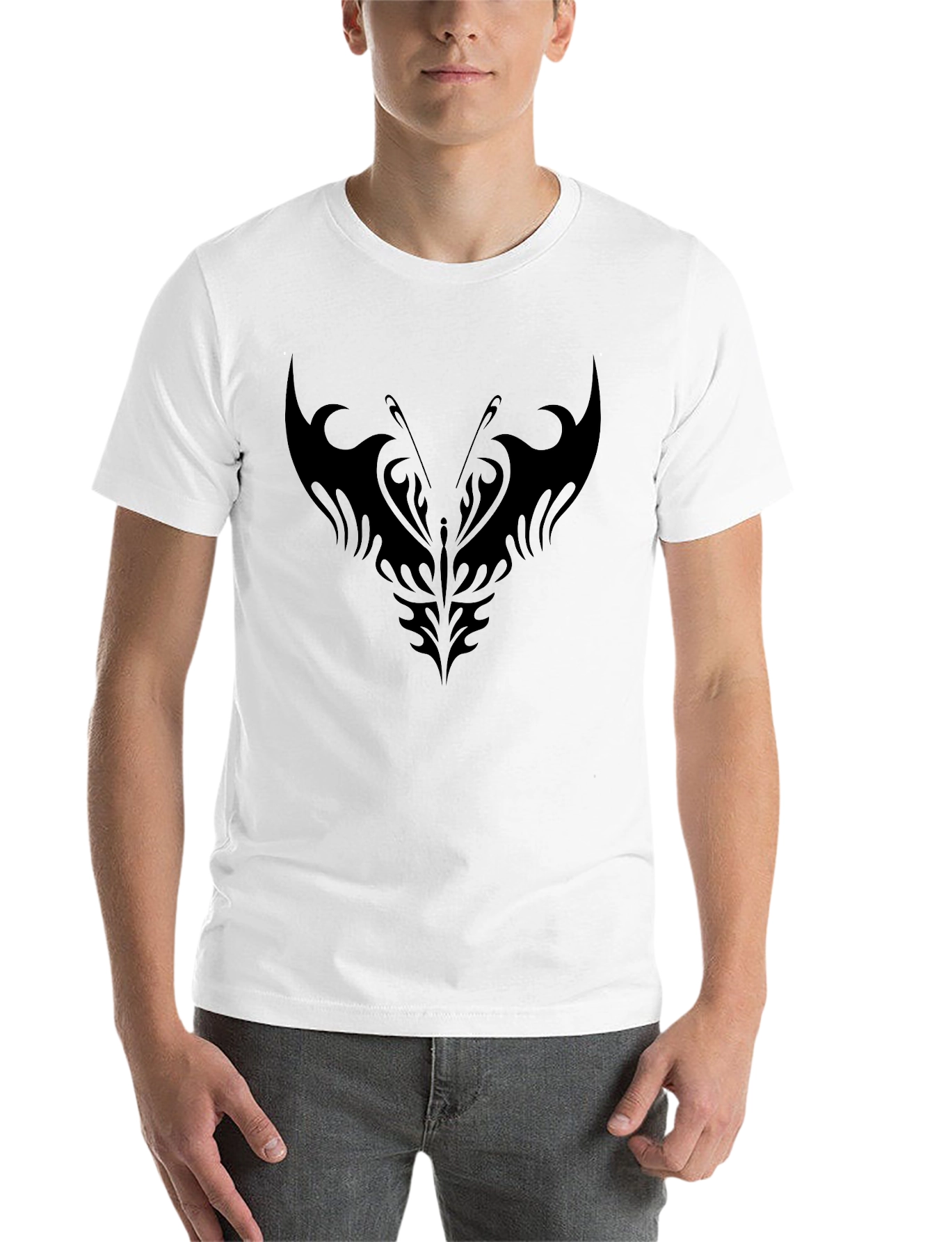 Black Tribal Butterfly Graphic Black T-Shirt view 14