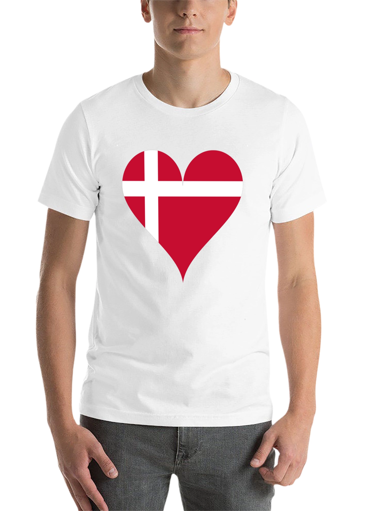 Black Denmark Flag Heart T-Shirt - Show Your Love! view 14