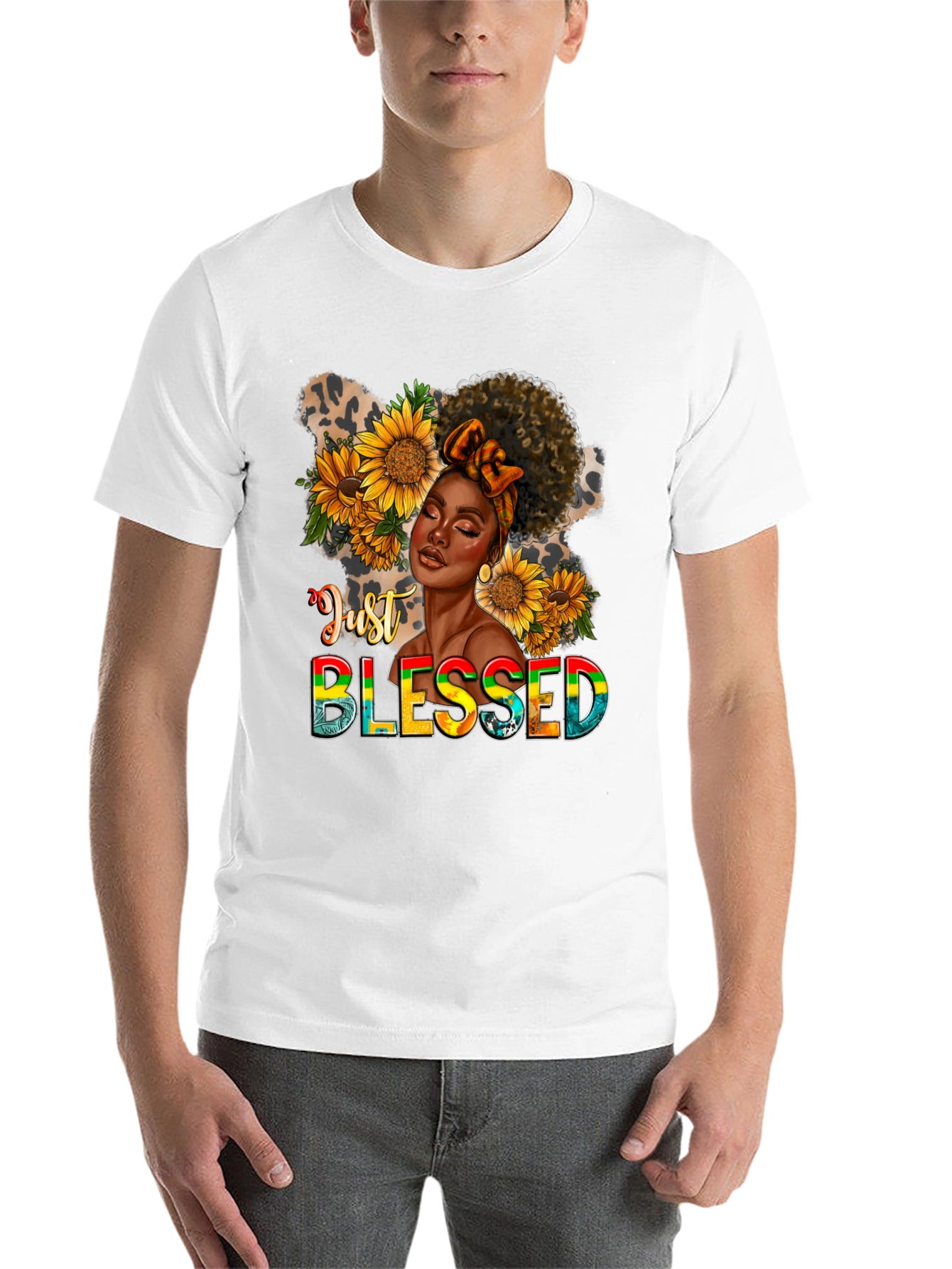 Black Just Blessed Black Woman Sunflower Graphic T-Shirt view 14