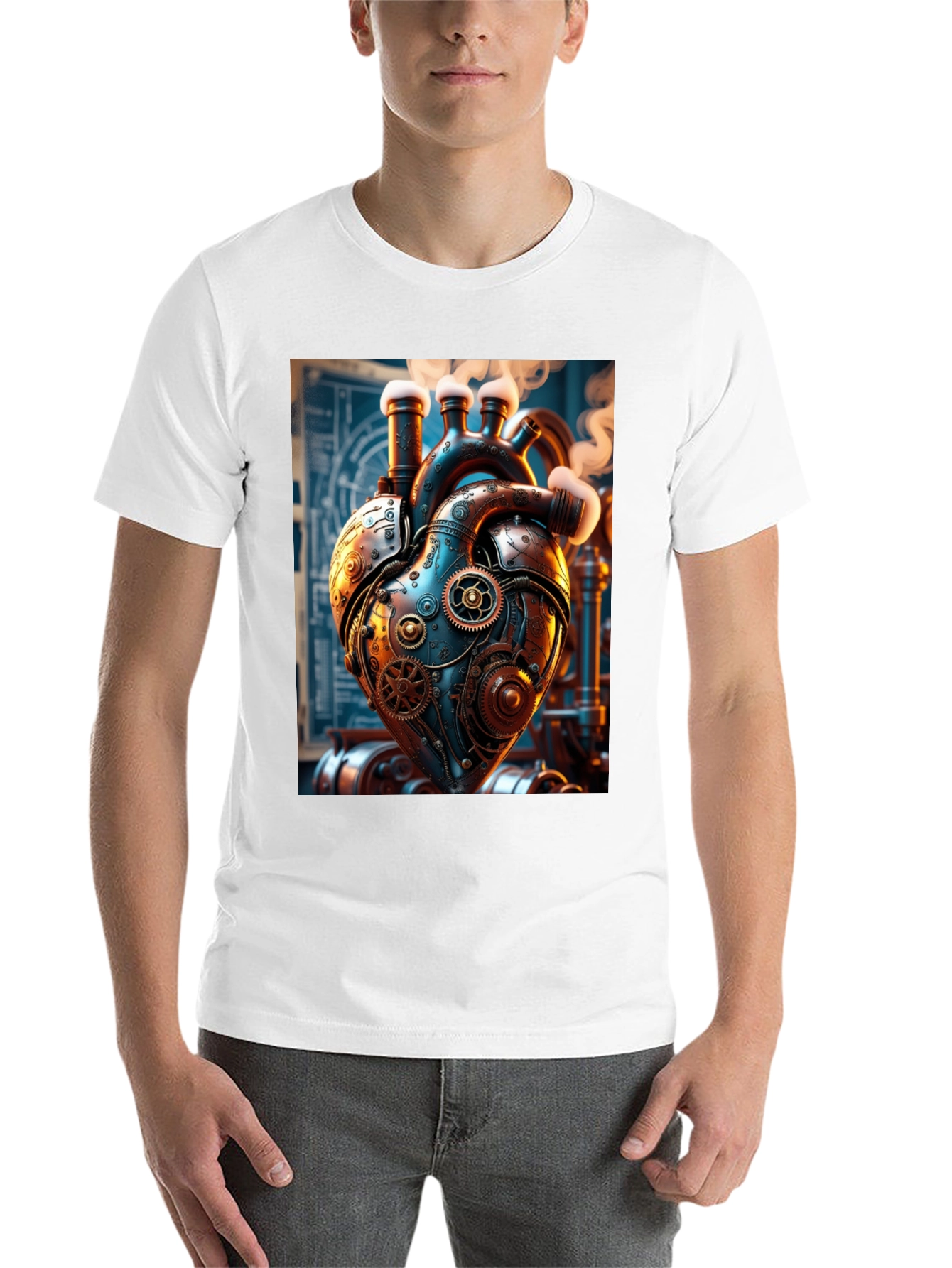 Black Steampunk Heart Graphic Tee - Mechanical Love view 14