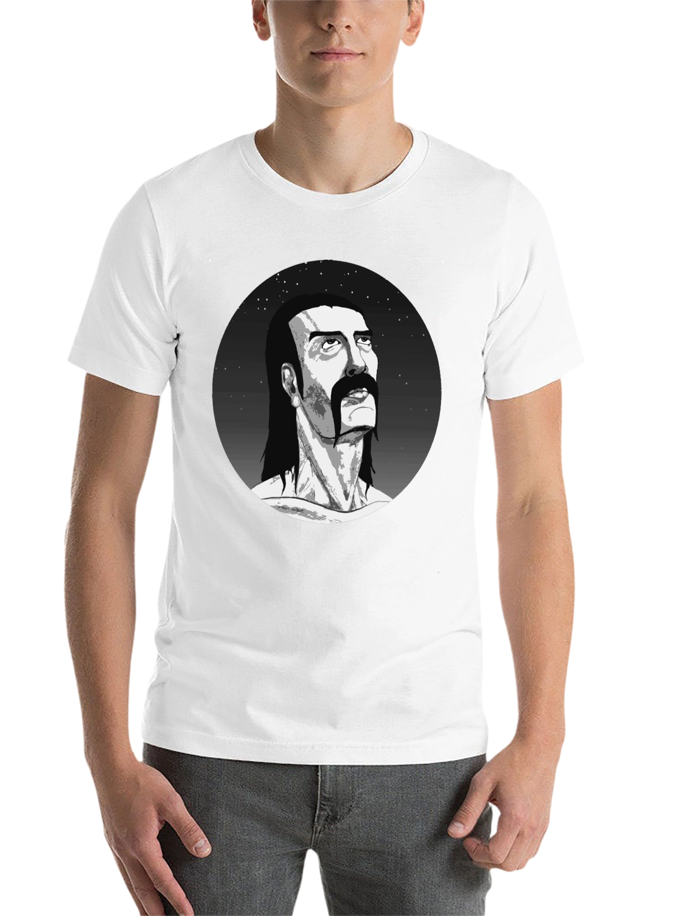 Black Retro Portrait Graphic Black T-Shirt view 14