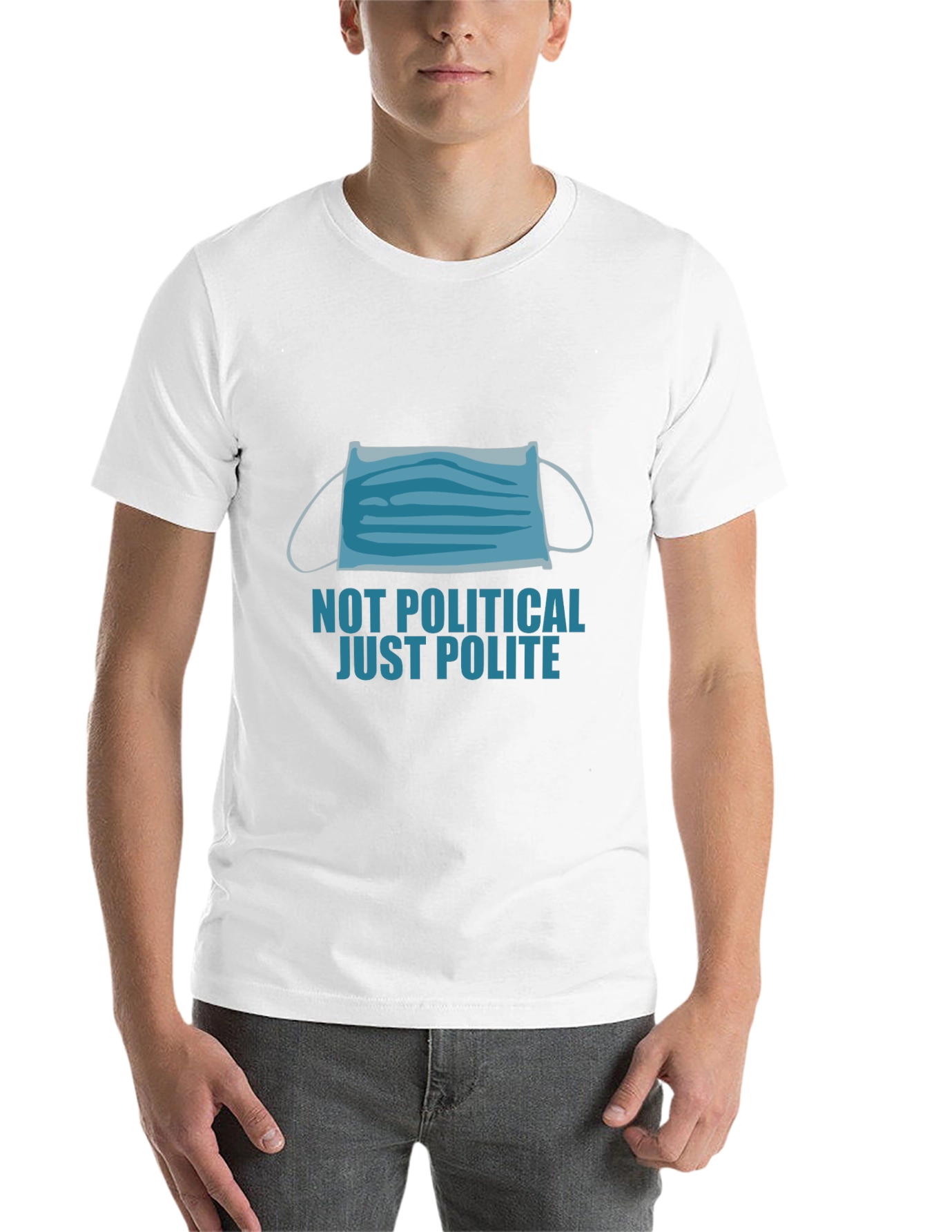 Black Not Political Just Polite Face Mask Graphic Tee view 14