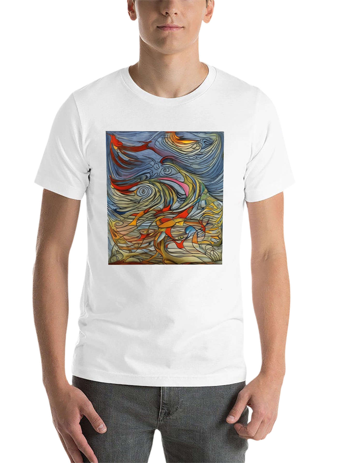 Black Abstract Art Graphic Tee - Black Unisex T-Shirt view 14