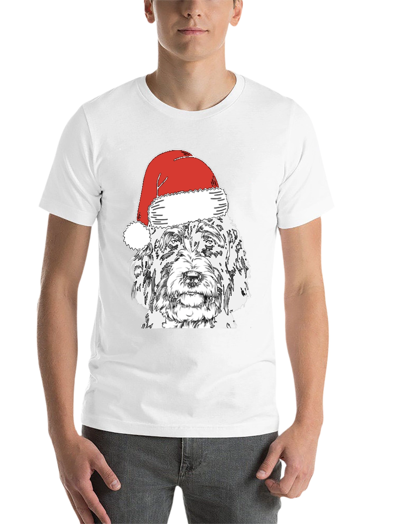Black Dog With Santa Hat T-Shirt view 14