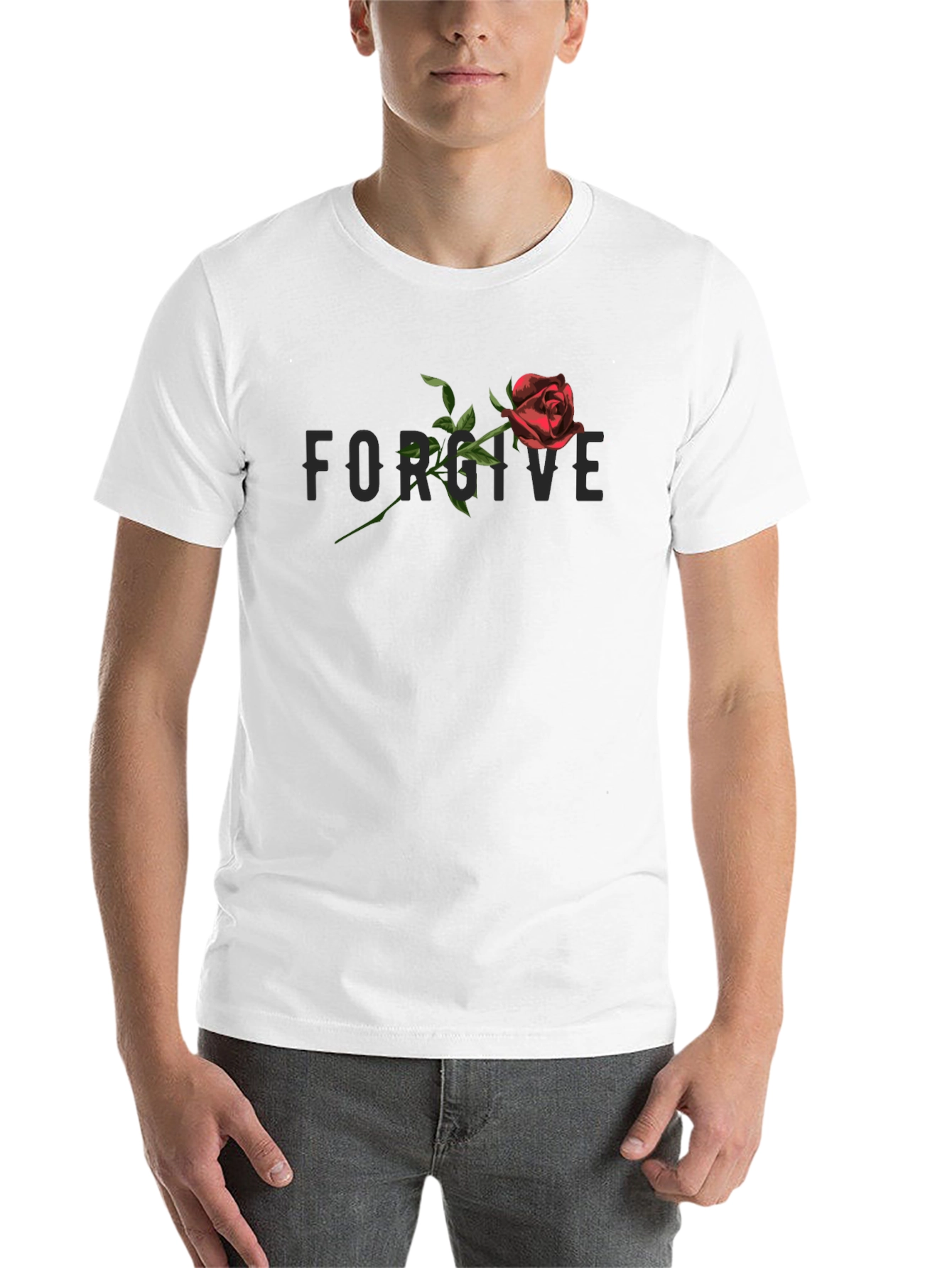 Black Forgive Rose Graphic Tee - Stylish Black Cotton T-Shirt view 14