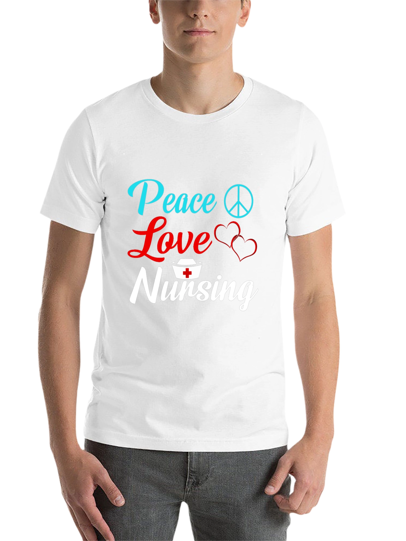 Black Peace Love Nursing T-Shirt - Gift for Nurses view 14