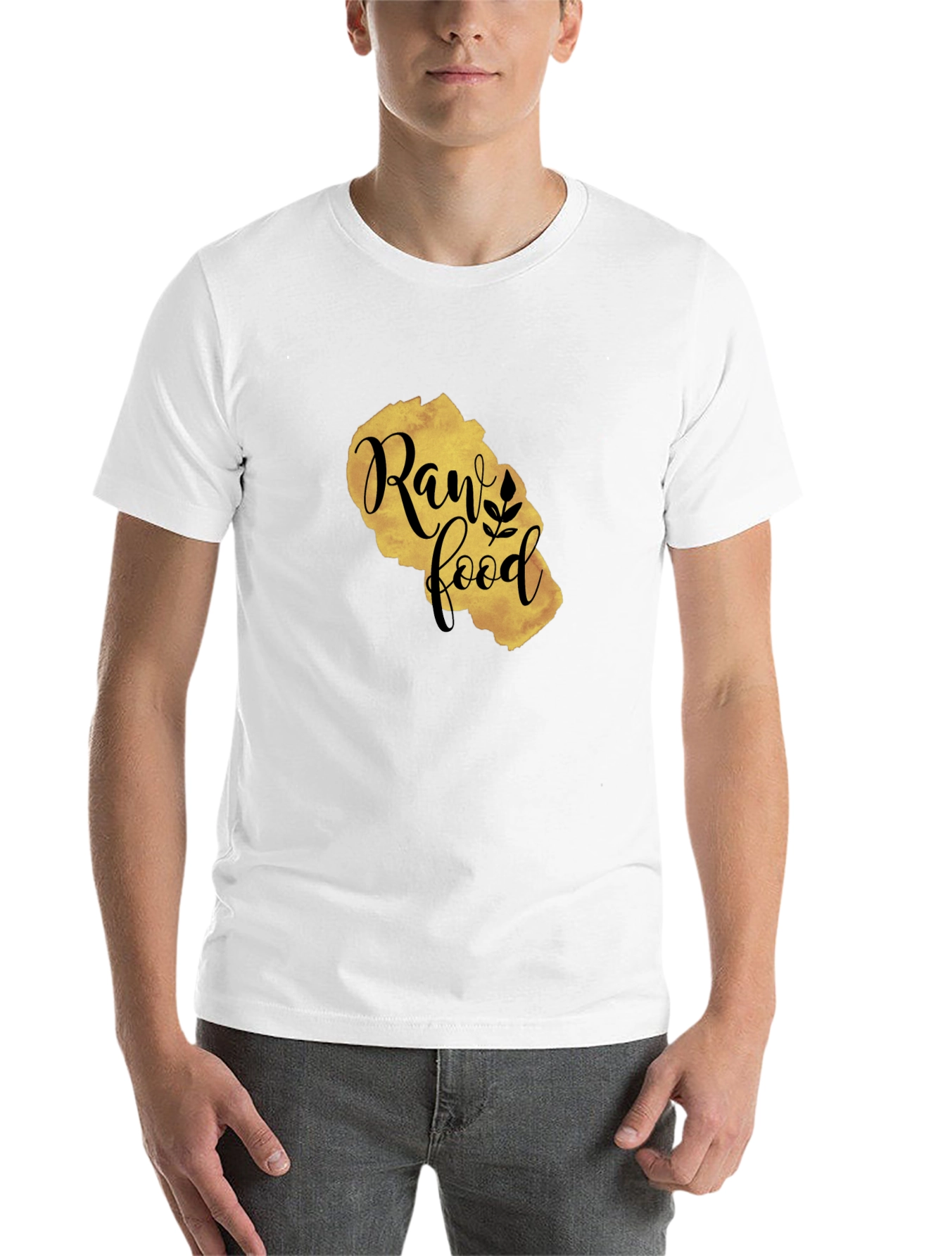 Raw Food Gold Print Black T-Shirt - 14