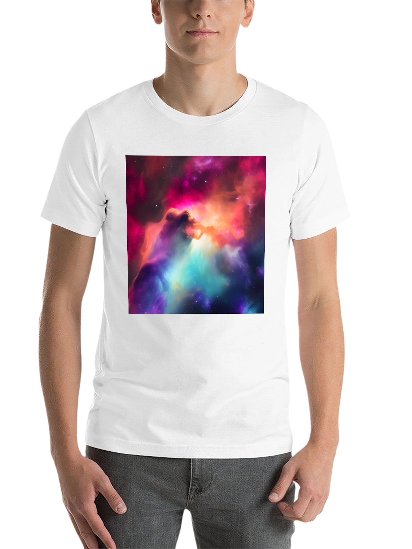 Black Nebula Print Black T-Shirt view 14